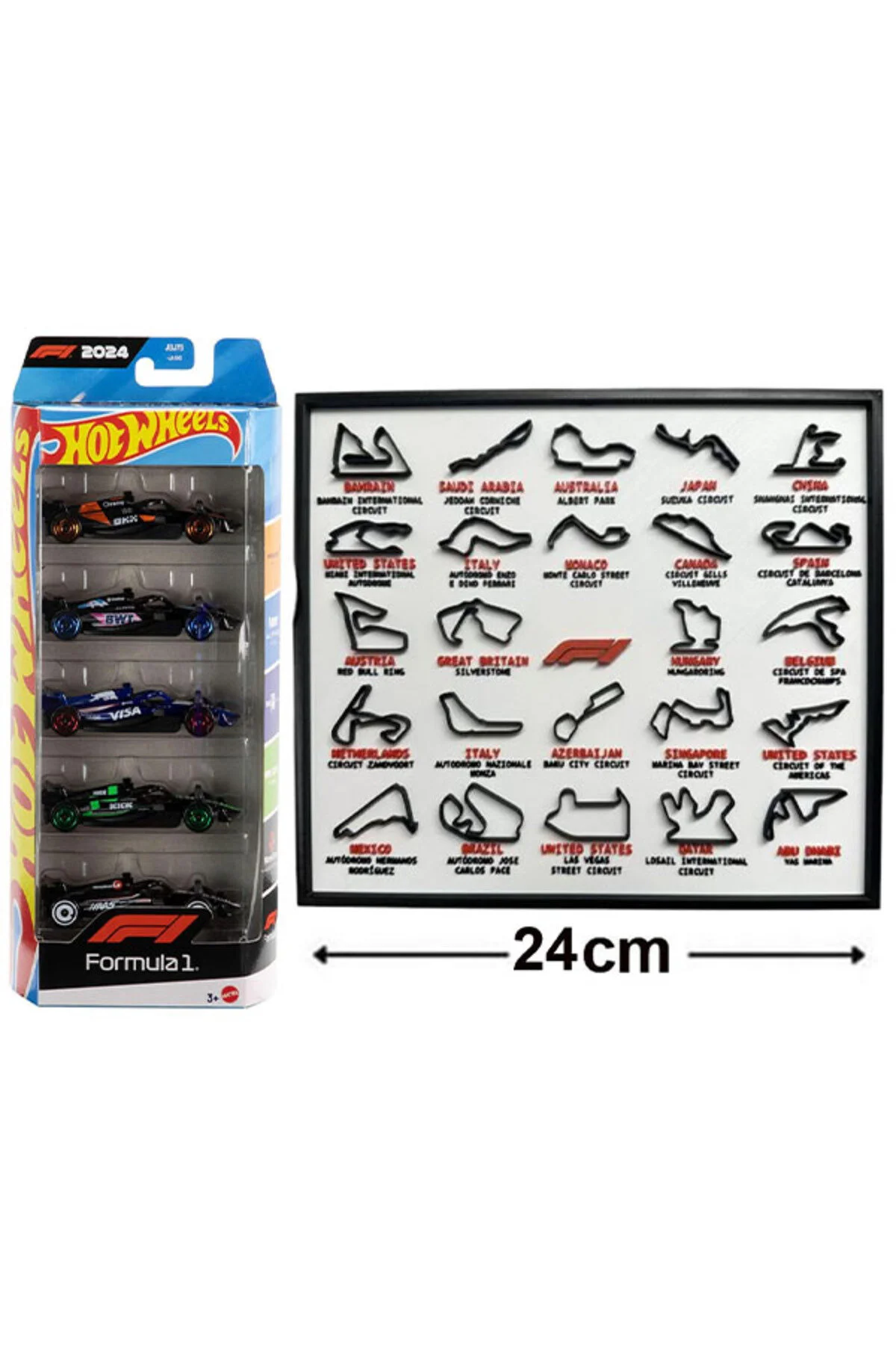 ماشین اسباب بازی ست هدیه فرمول 1 5 تکه HOT WHEELS FORMULA & نقاشی 3 بعدی پیست مسابقه با قاب از ترکیه HOT WHEELS