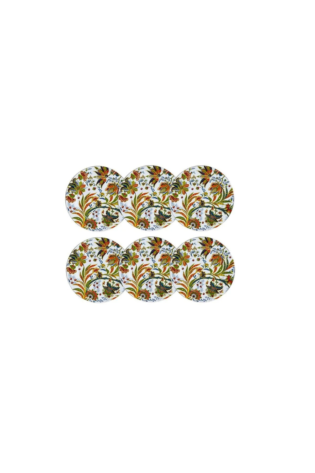 بشقاب چند رنگ Yette Paisley Pattern 6 صفحه خدمات چینی 20 سانتی متر مجموعه  Lucky Art