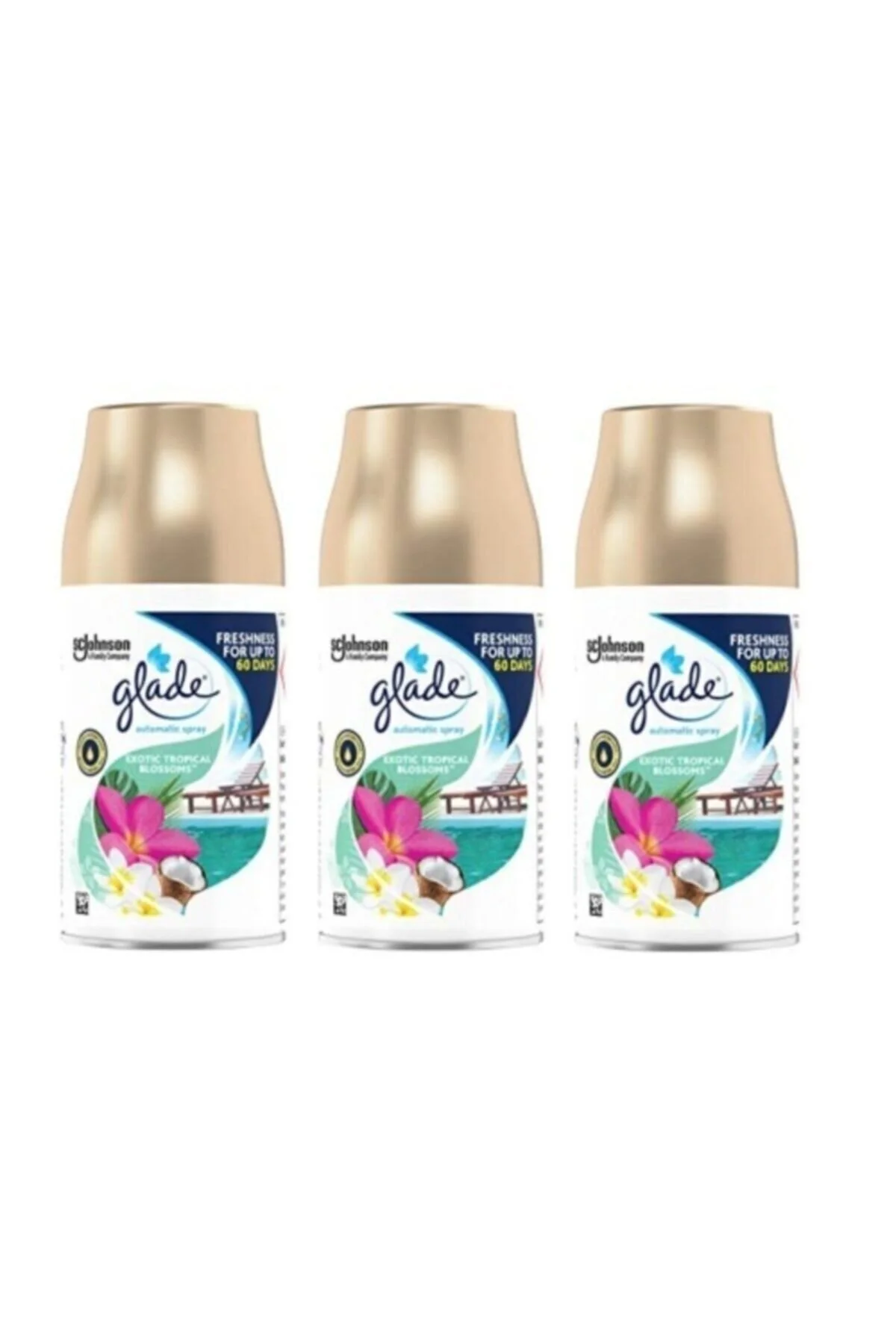 بوگیر و تصفیه کننده هوا اسپری اتاق اتوماتیک جایگزین عطر Tropical Floral 3 x 269 ml Glade