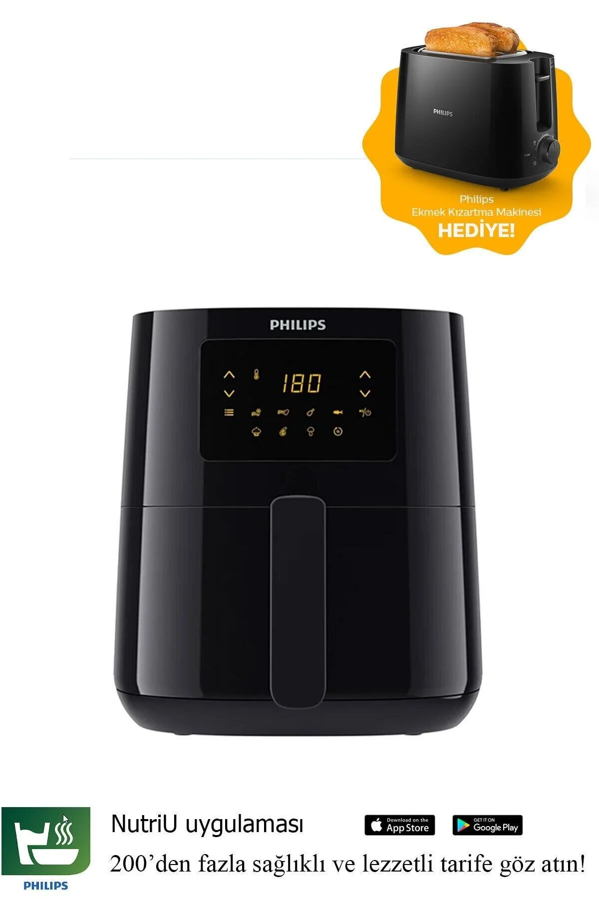 سرخ کن ESSENTIAL HD9252 90 AIRFRYER + HD2581 هدیه دستگاه کردن نان فیلیپس Philips