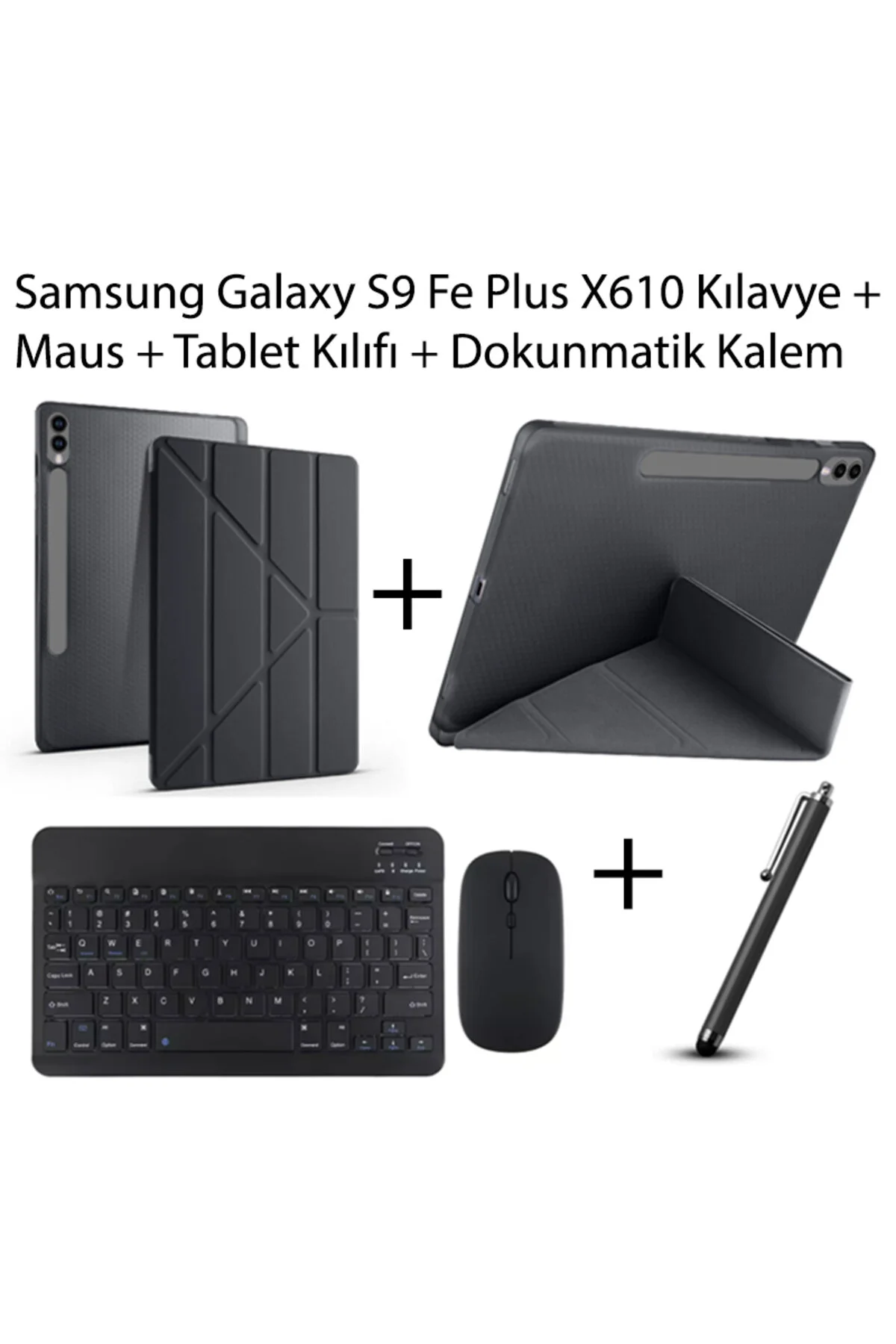 کاور تبلت قاب سازگار SAMSUNG GALAXY S9 FE PLUS 12.4 اینچی با پایه قلم لمسی و موس صفحه کلید Yesnıce
