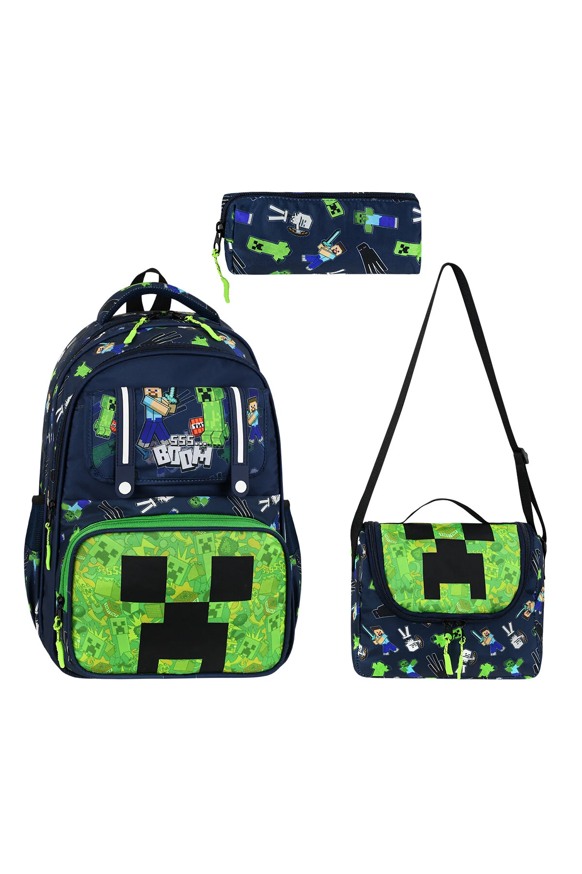 کیف مدرسه مردانه کیسه مداد دبستان JASMINEL MASTER PACK MINECRAFT الگوی تغذیه MASTER PACK