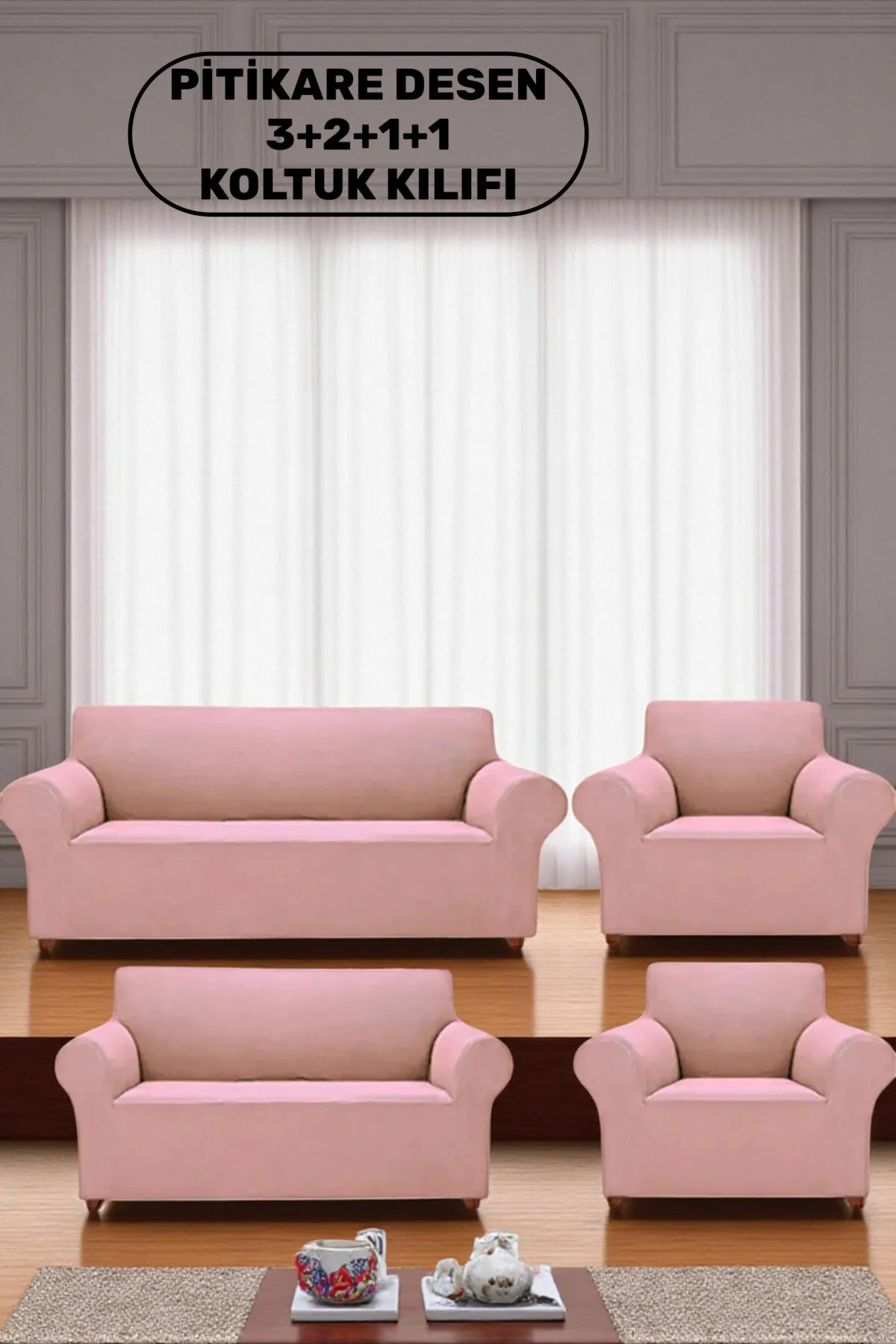 روکش مبل صندلی تخت خواب مورد لاستیک انعطاف پذیر قابل شستشو لیکرا ضعف صورتی 3+2+1+1 BBY HOME & DESIGN