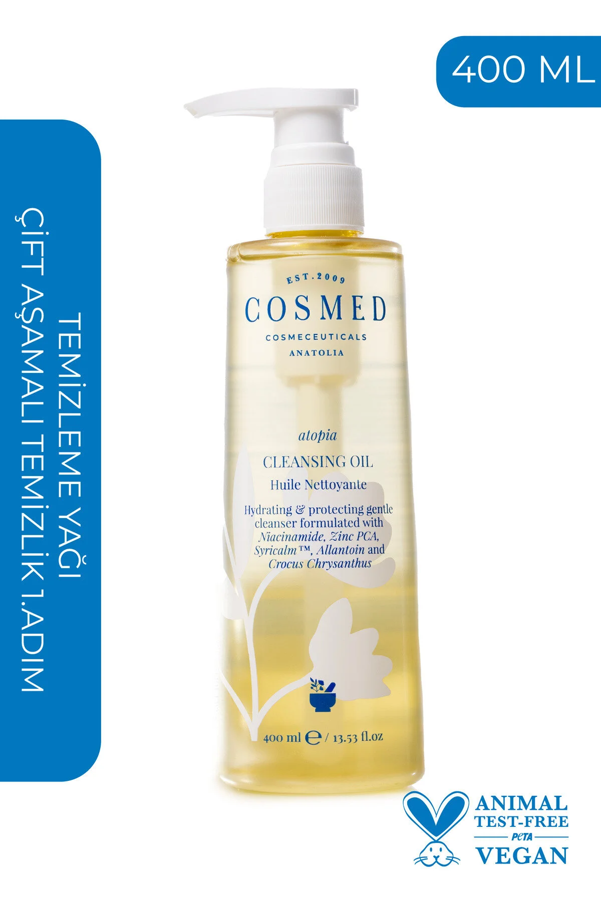 COSMED روغن تمیز کننده آتوپیا روغن تمیز کننده صورت و بدن تمیز کننده مبتنی بر روغن ۴۰۰ میلی لیتر