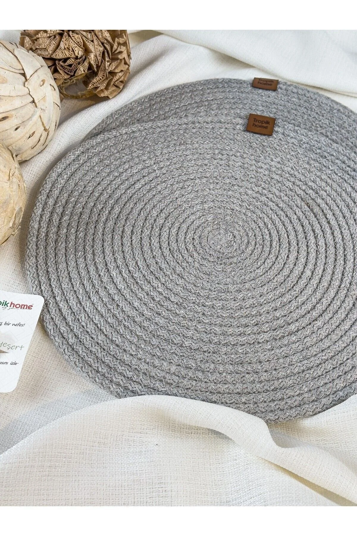 رانر و زیر بشقابی GREY WICKER SUPLA 2 خدمات آمریکایی طراحی جهیزیه شیک خط صفحه ارائه نمایش Tropikhome