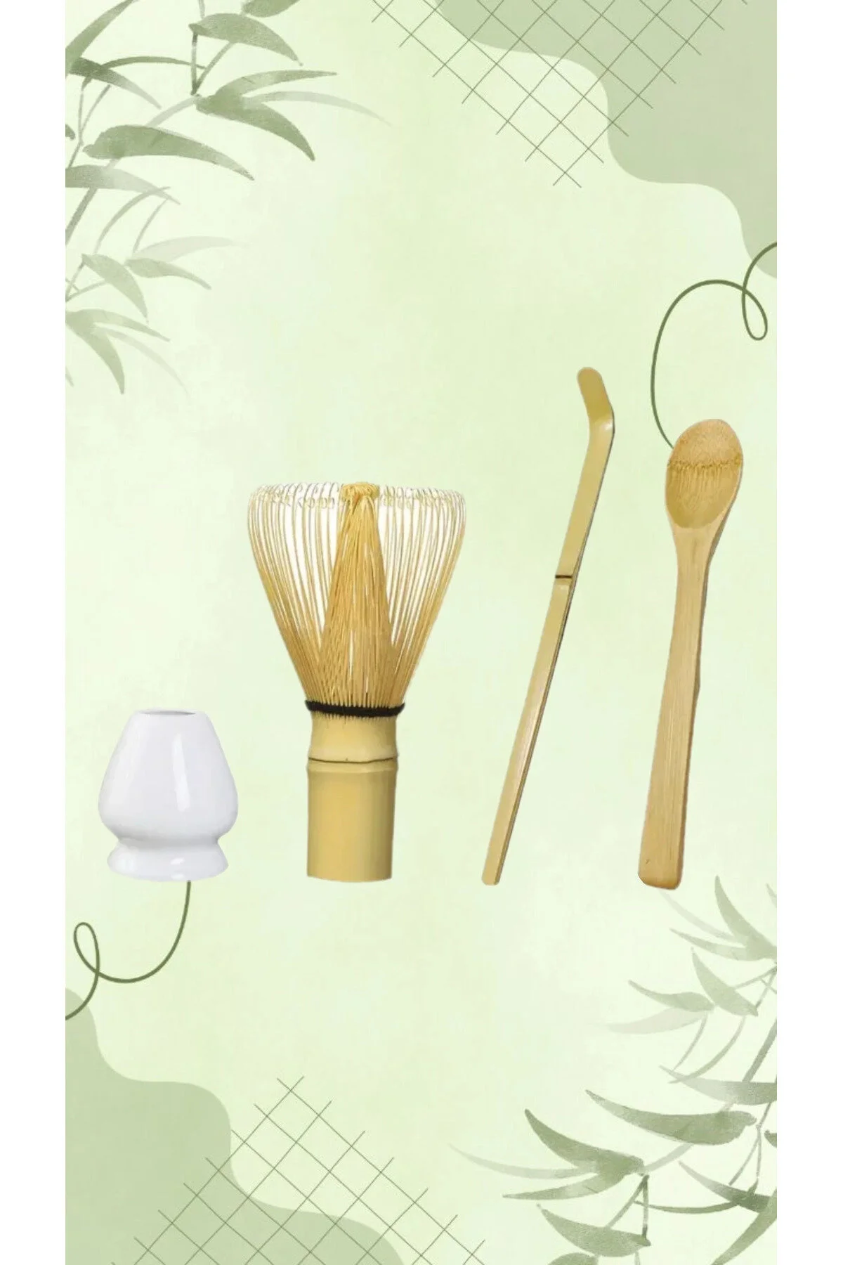 همزن دستی MATCHA SET CHASEN قاشق سنتی چاشاکو TEASPOON و WHISK HOLDER Alenked Matcha