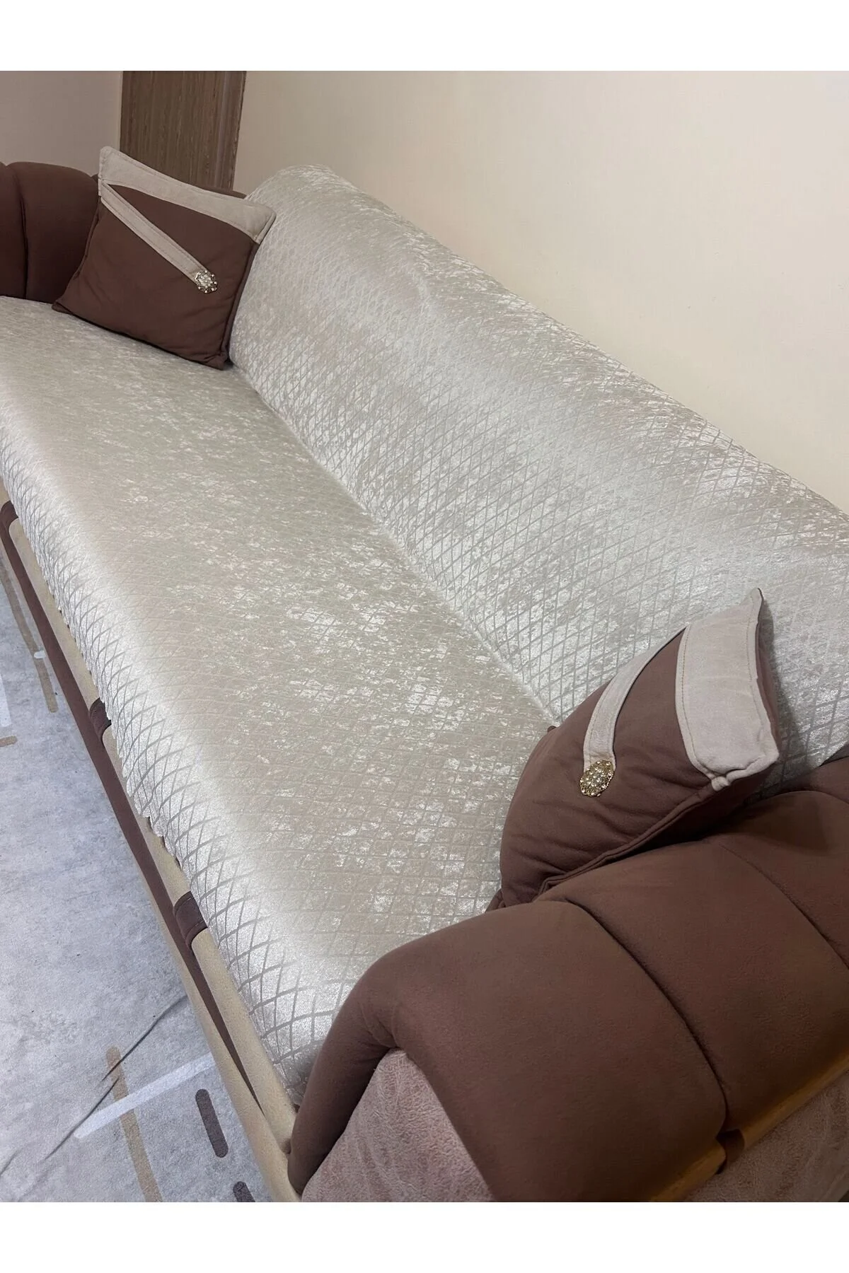 روکش مبل پوشش صندلی اسفنجی رنگ کرم مد جدید 1 نقطه 210 170 سانتی متر نمی شود Tekstilsa
