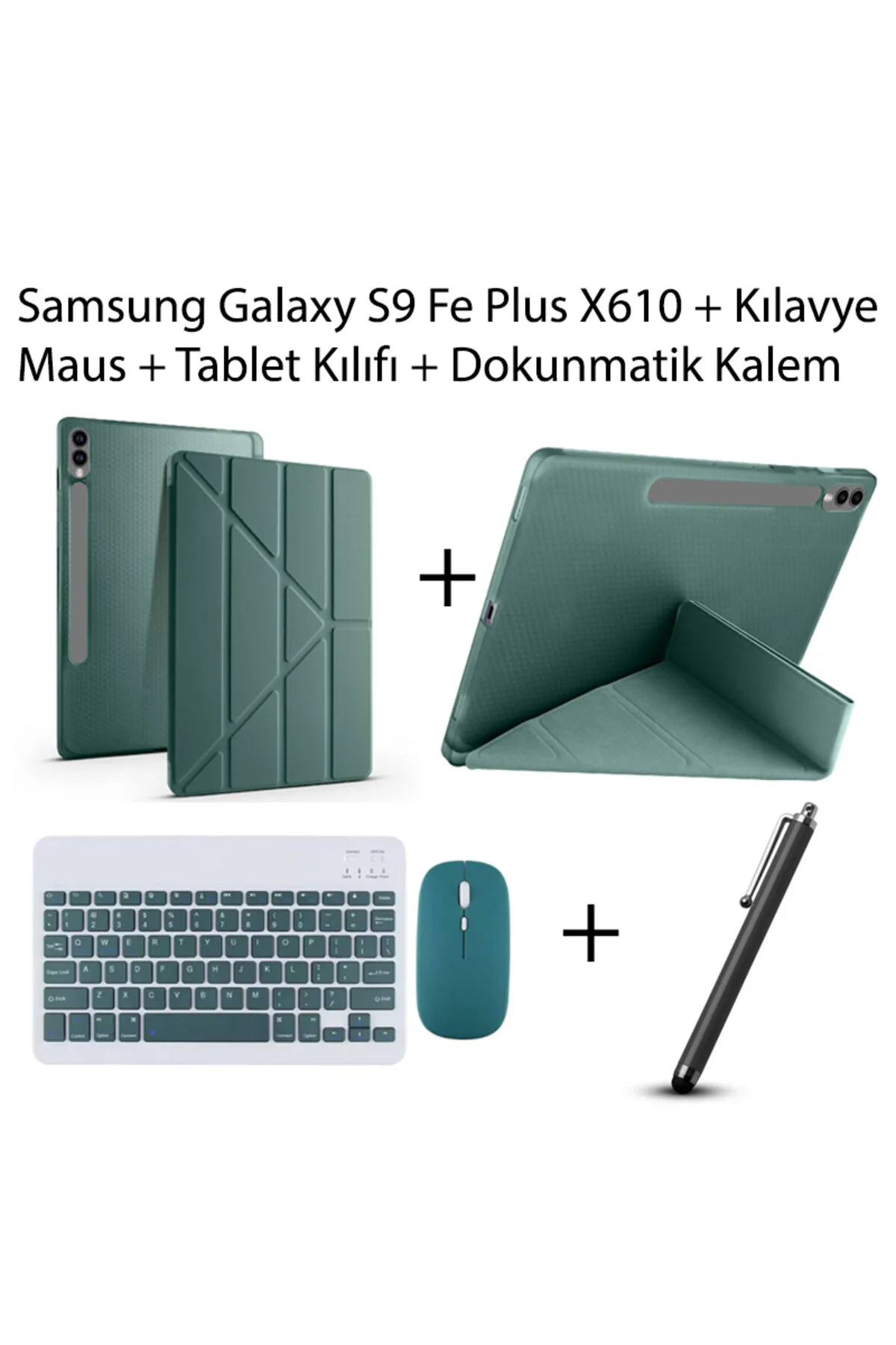 کاور تبلت قاب سازگار SAMSUNG GALAXY S9 FE PLUS 12.4 اینچی با پایه قلم لمسی و موس صفحه کلید Yesnıce