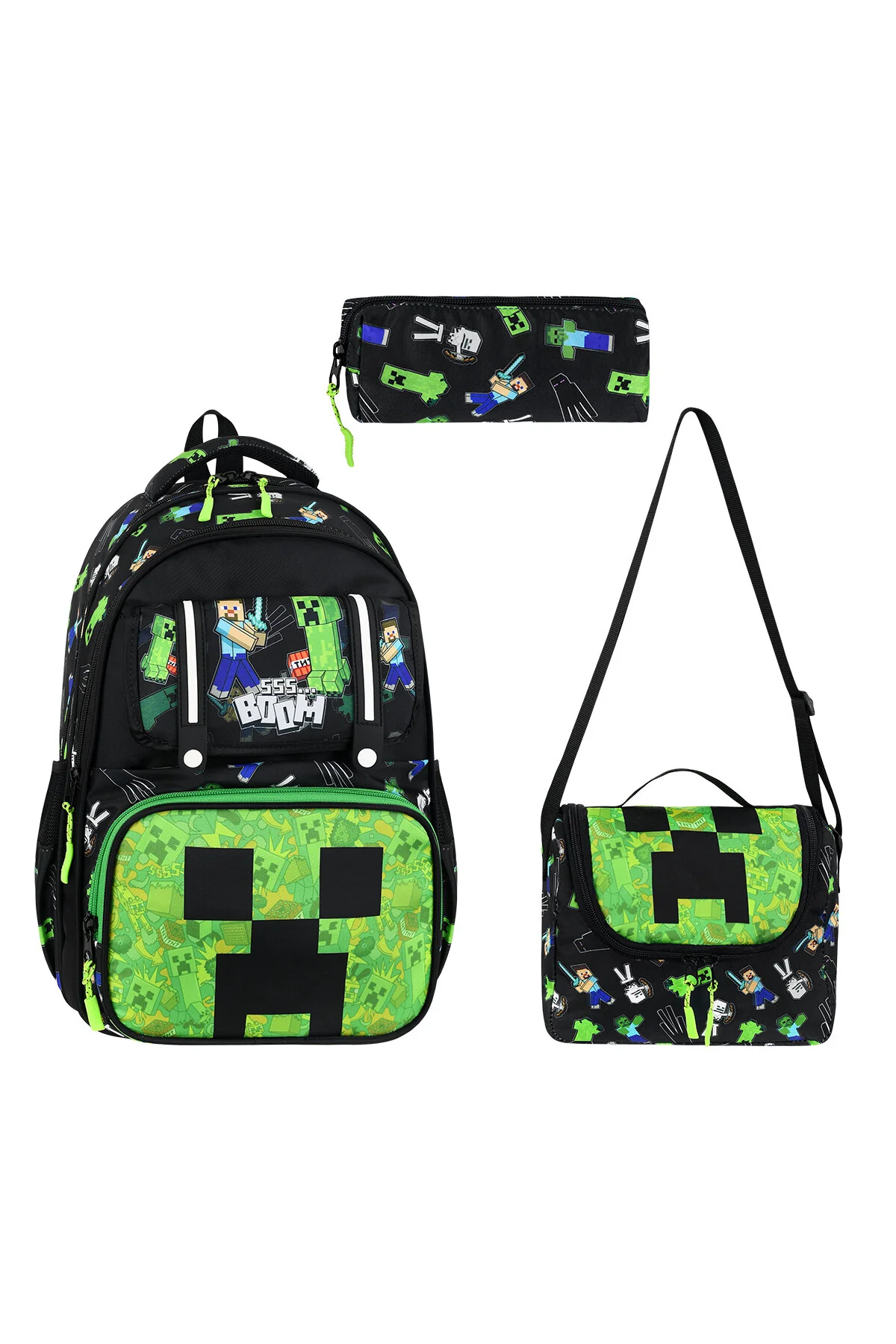 کیف مدرسه مردانه کیسه مداد دبستان JASMINEL MASTER PACK MINECRAFT الگوی تغذیه MASTER PACK