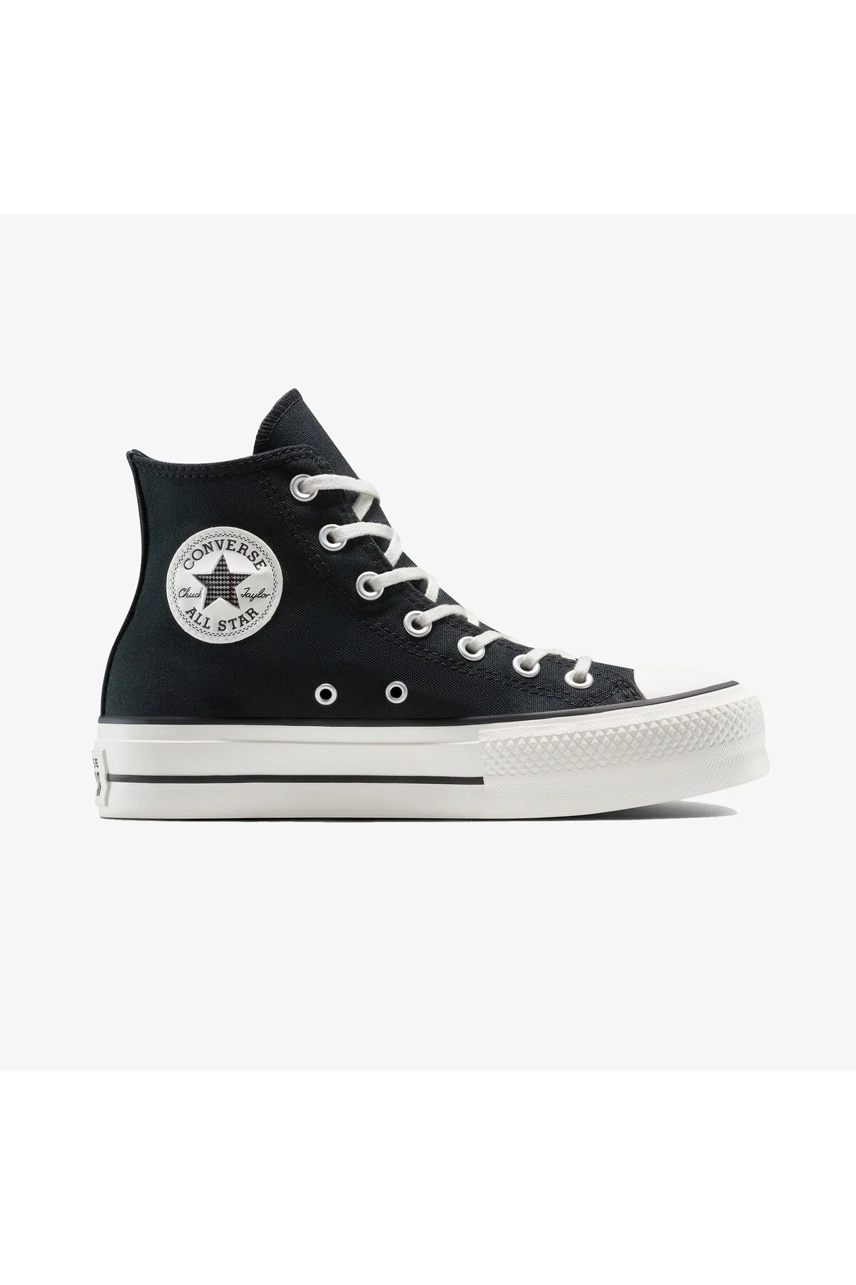 اسنیکر کفش ورزشی مشکی زنانه گلدار با پلتفرم بالابر آل استار چاک تیلور کانورس Converse