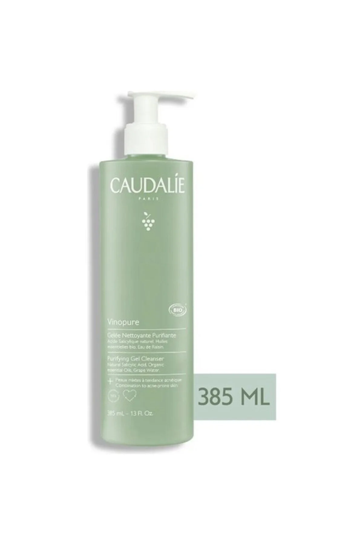 محصولات بهداشتی پرنده پاک کننده ژل تصفیه وینوپور 385 میل تمیز آکنه Caudalie