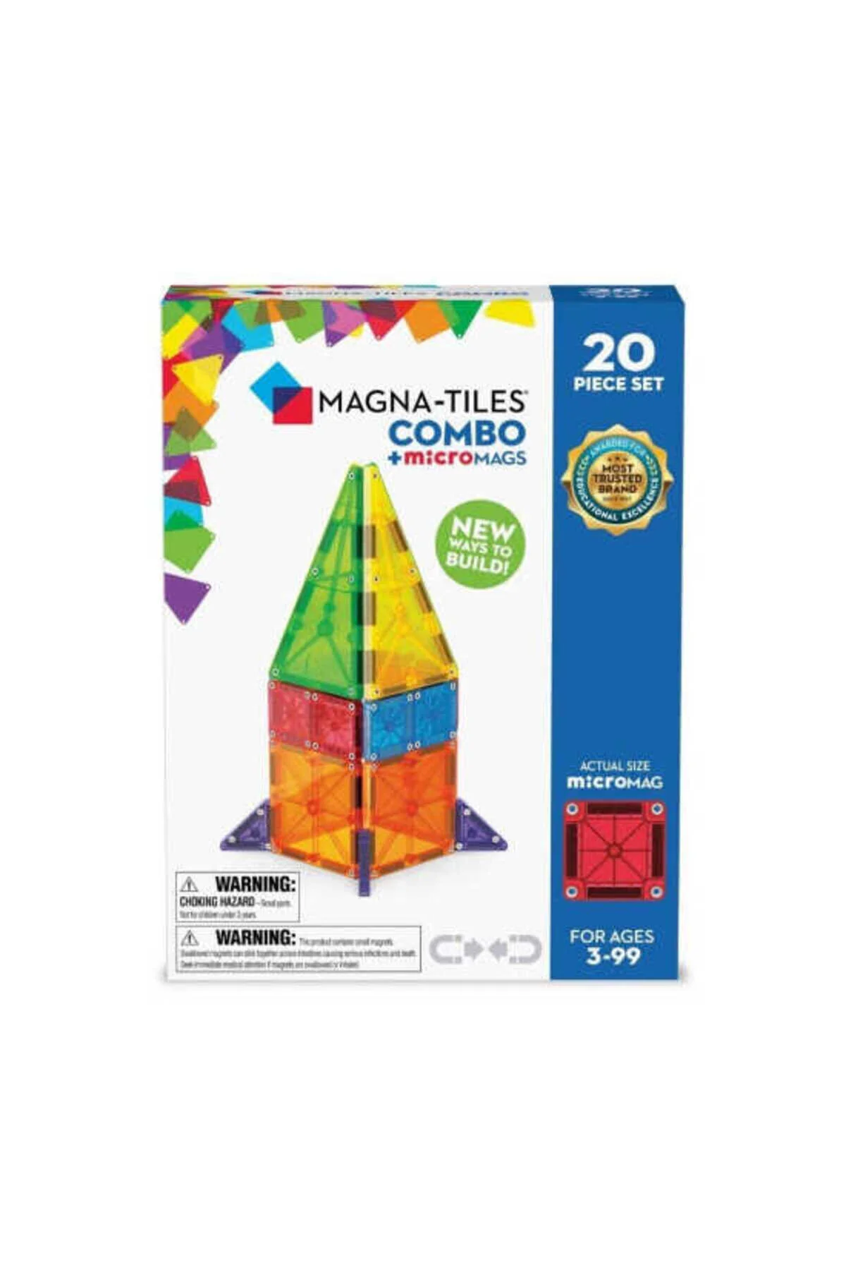 لگو و اسباب بازی های ساخت محور MAGNA TILES COMBO + MICROMAGS 20 PIECES 244020CO از ترکیه Magna Tiles