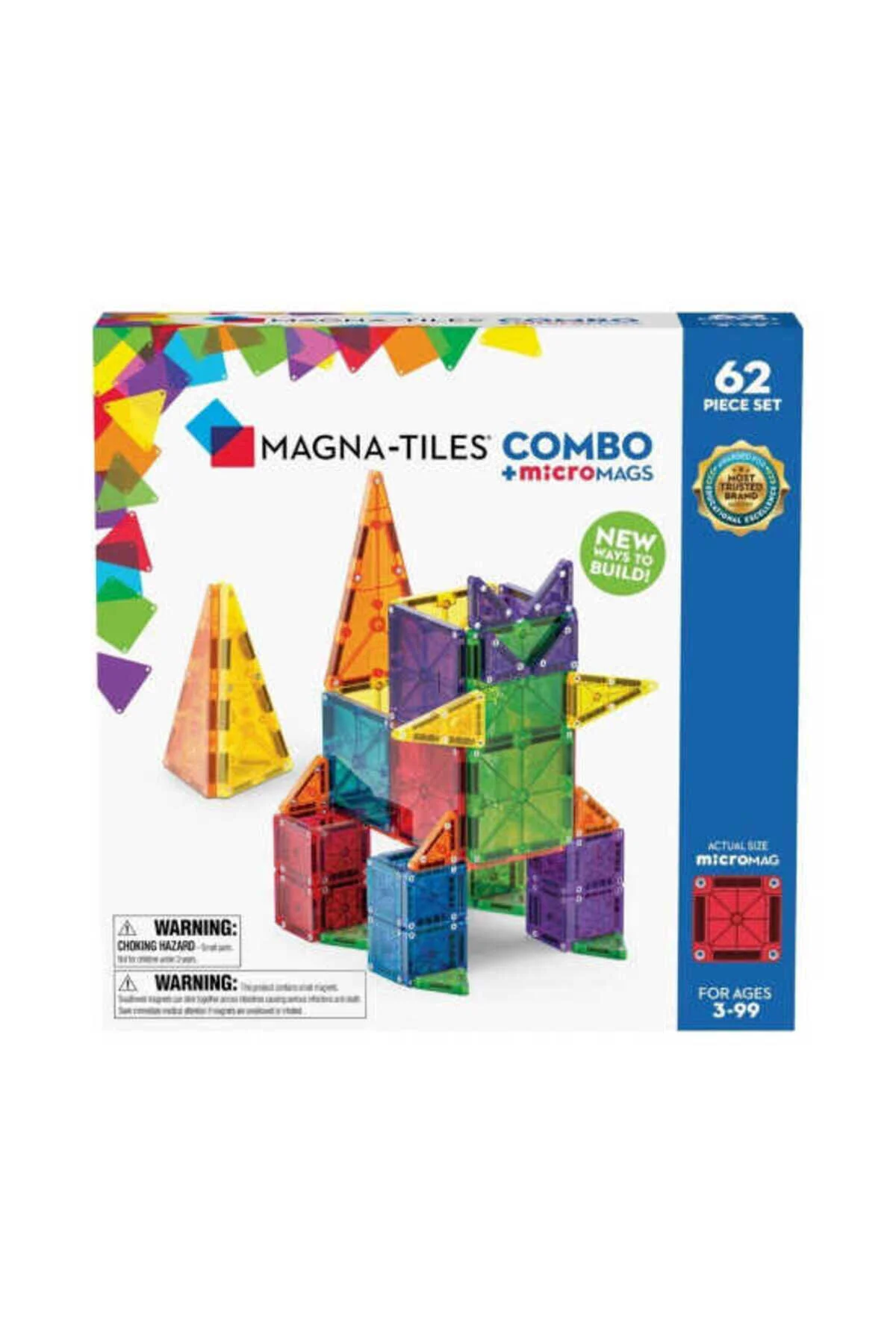 لگو و اسباب بازی های ساخت محور MAGNA TILES COMBO + MICROMAGS 62 PIECES 244062CO از ترکیه Magna Tiles