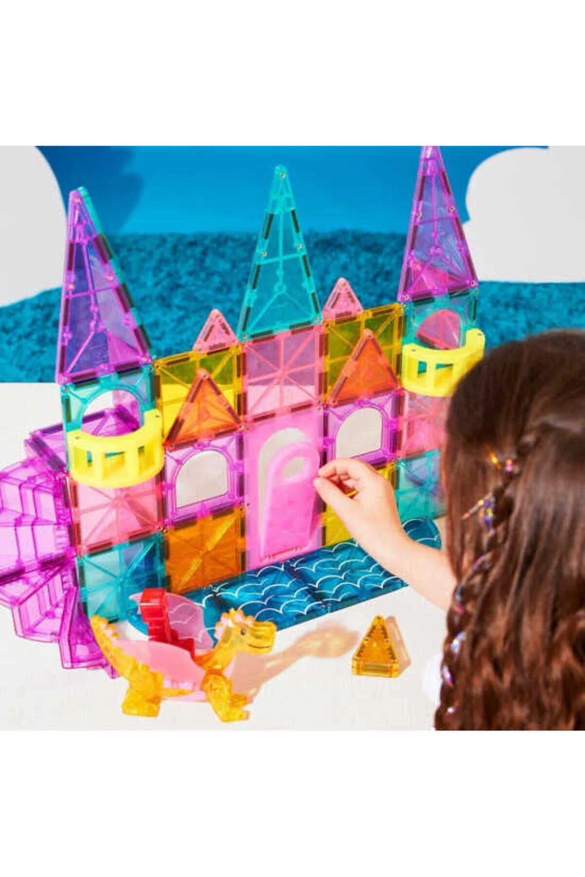 لگو و اسباب بازی های ساخت محور MAGNA TILES® قلعه DLX + میکروماگ شاهزاده خانم 48 قطعه Magna Tiles