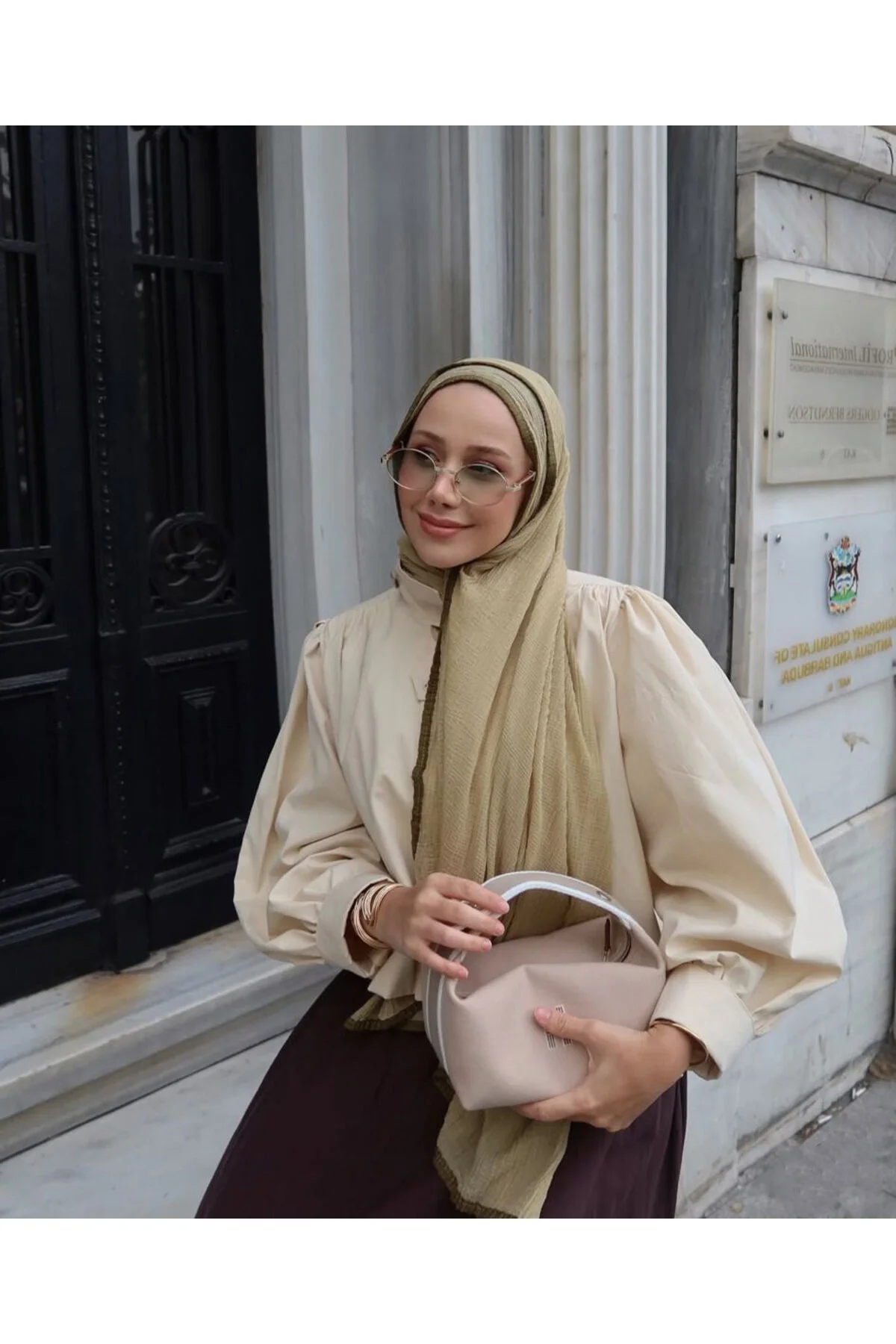 شال FEYZA HAKYEMEZ'S CHOICE MUSLIN BIE SHAWL SOFT OLIVE ARMANDA