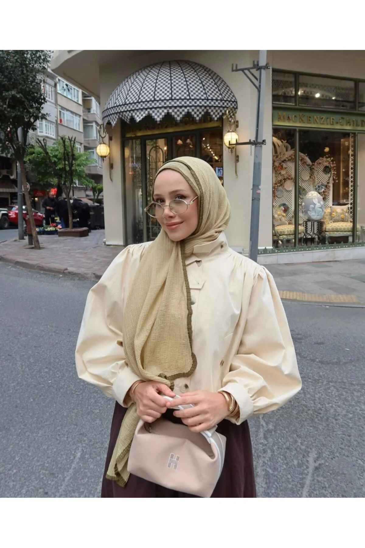 شال FEYZA HAKYEMEZ'S CHOICE MUSLIN BIE SHAWL SOFT OLIVE ARMANDA