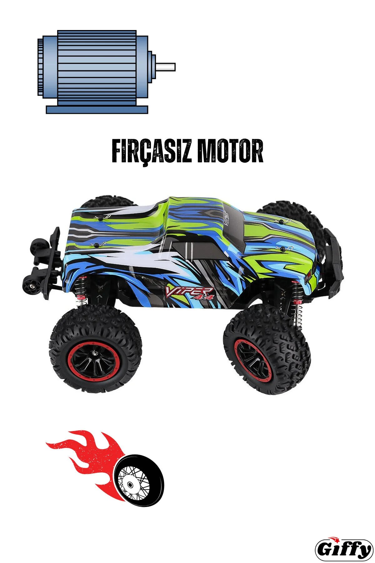 100 کیلومتر سرعت ماشین کنترل از راه دور براشلس اسباب بازی OFF ROAD 4X4 قابل شارژ در مقیاس 1:12 خارج جاده ترکیه giffy