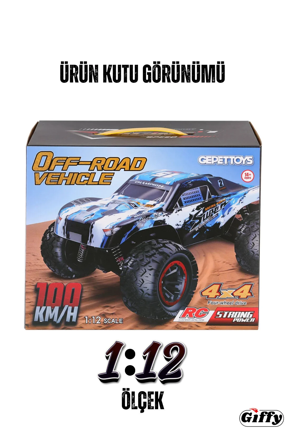100 کیلومتر سرعت ماشین کنترل از راه دور براشلس اسباب بازی OFF ROAD 4X4 قابل شارژ در مقیاس 1:12 خارج جاده ترکیه giffy