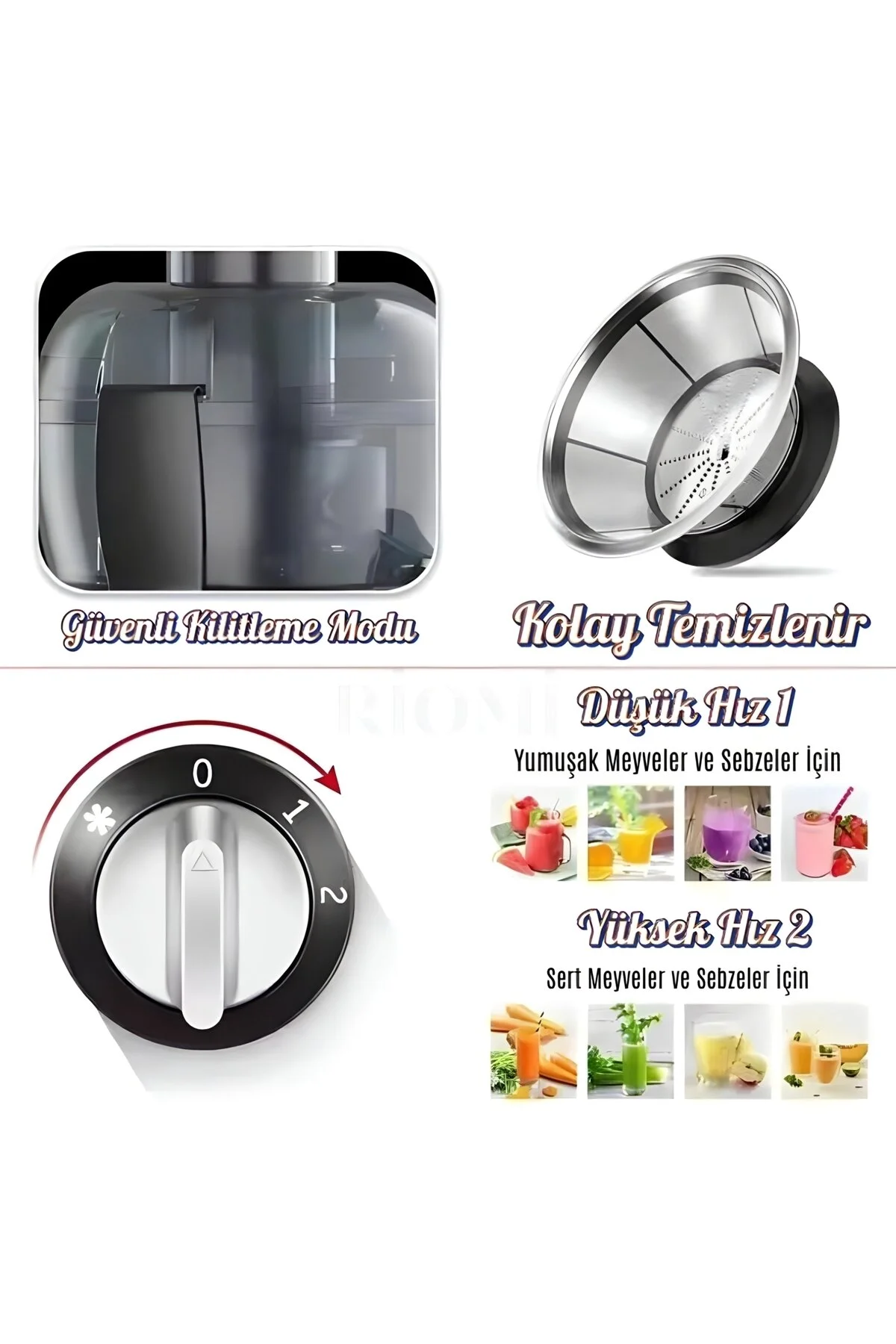 آب میوه و سبزی گیری آبمیوه فروتا 500 وات 1.5 لیتر QUICKCLEAN ضد چکه ریومی اورجینال RİOMİ