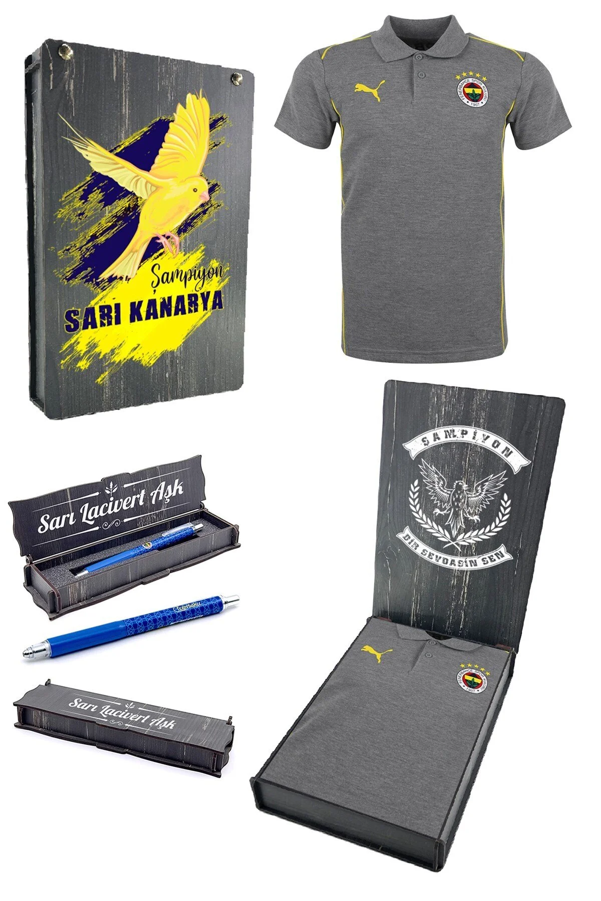 مردانه FENERBAHCE دارای مجوز اصلی 25 یک تی شرت خاکستری چوگان یاکا + جعبه هدیه تنظیم شده Puma