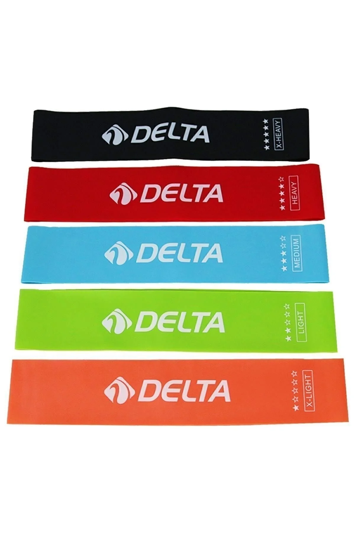 کش مقاومتی ست اسکات باند 5 تکه لاتکس ایروبیک پیلاتس با سختی متفاوت انتهای بسته Delta