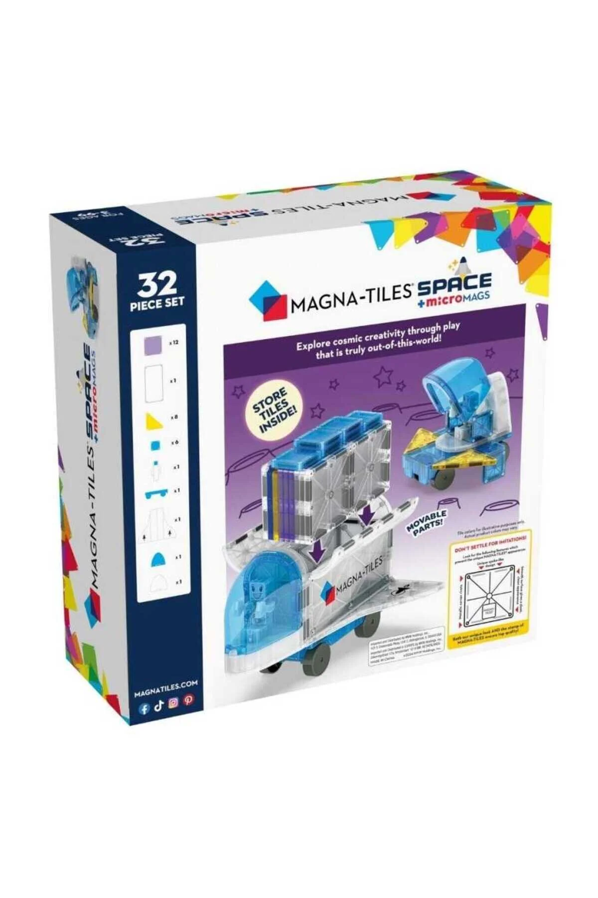 لگو و اسباب بازی های ساخت محور MAGNA TILES SPACE + MICROMAGS 32 PIECES 242032SP از ترکیه Magna Tiles
