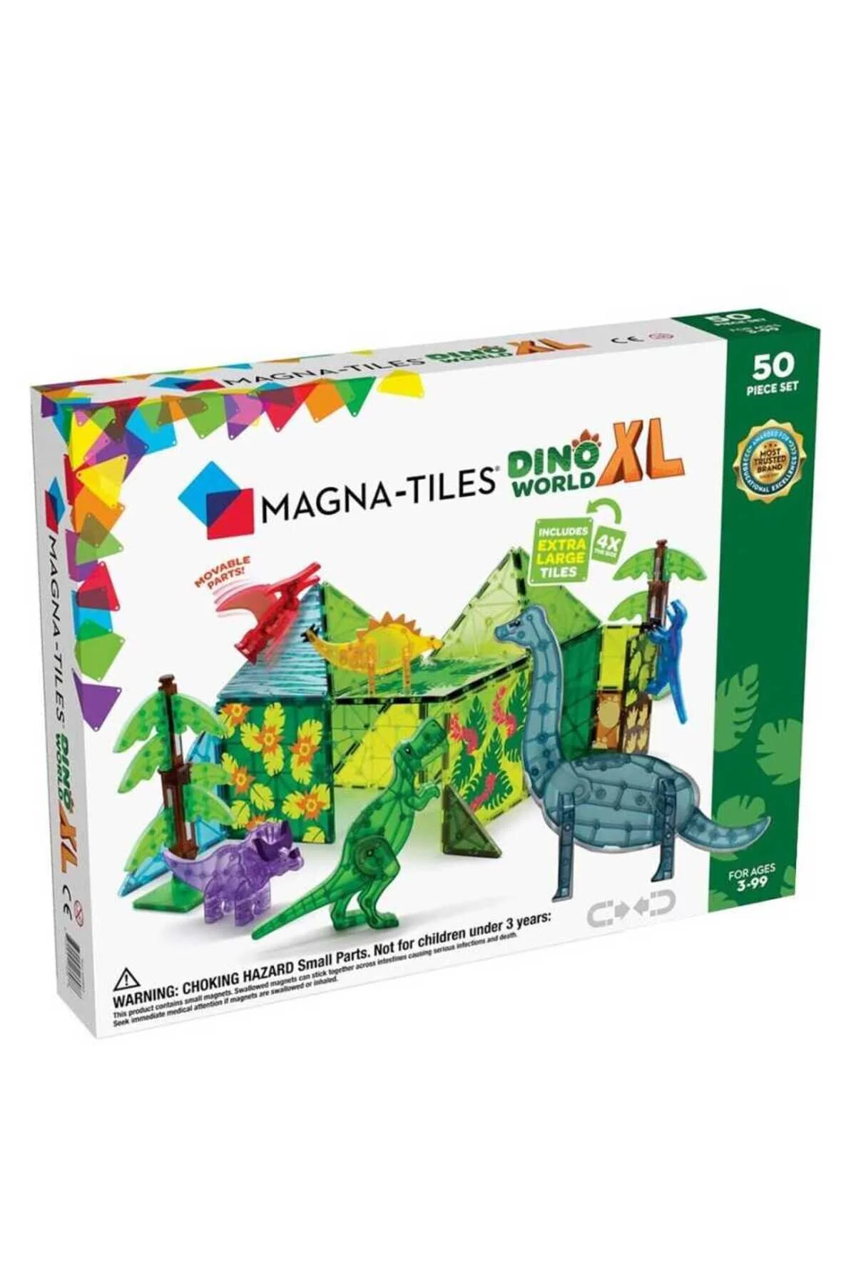 لگو و اسباب بازی های ساخت محور MAGNATILES DINOSAUR WORLD 50 PIECES XL 22850 از ترکیه Magna Tiles