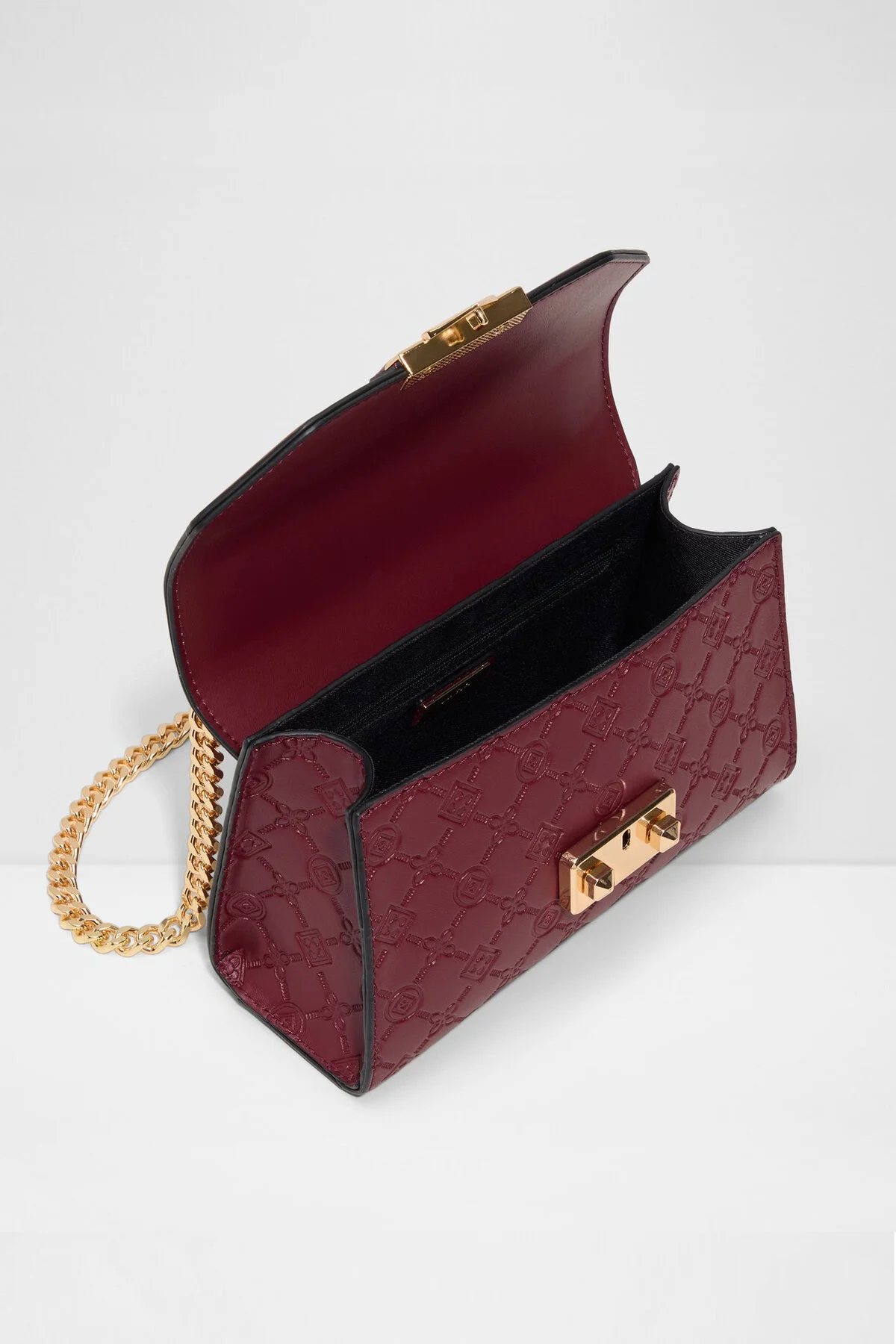 کیف شانه ای CRELALLE زنانه با دسته زنجیر بسته فلزی CLARET RED CROSSBODY Aldo