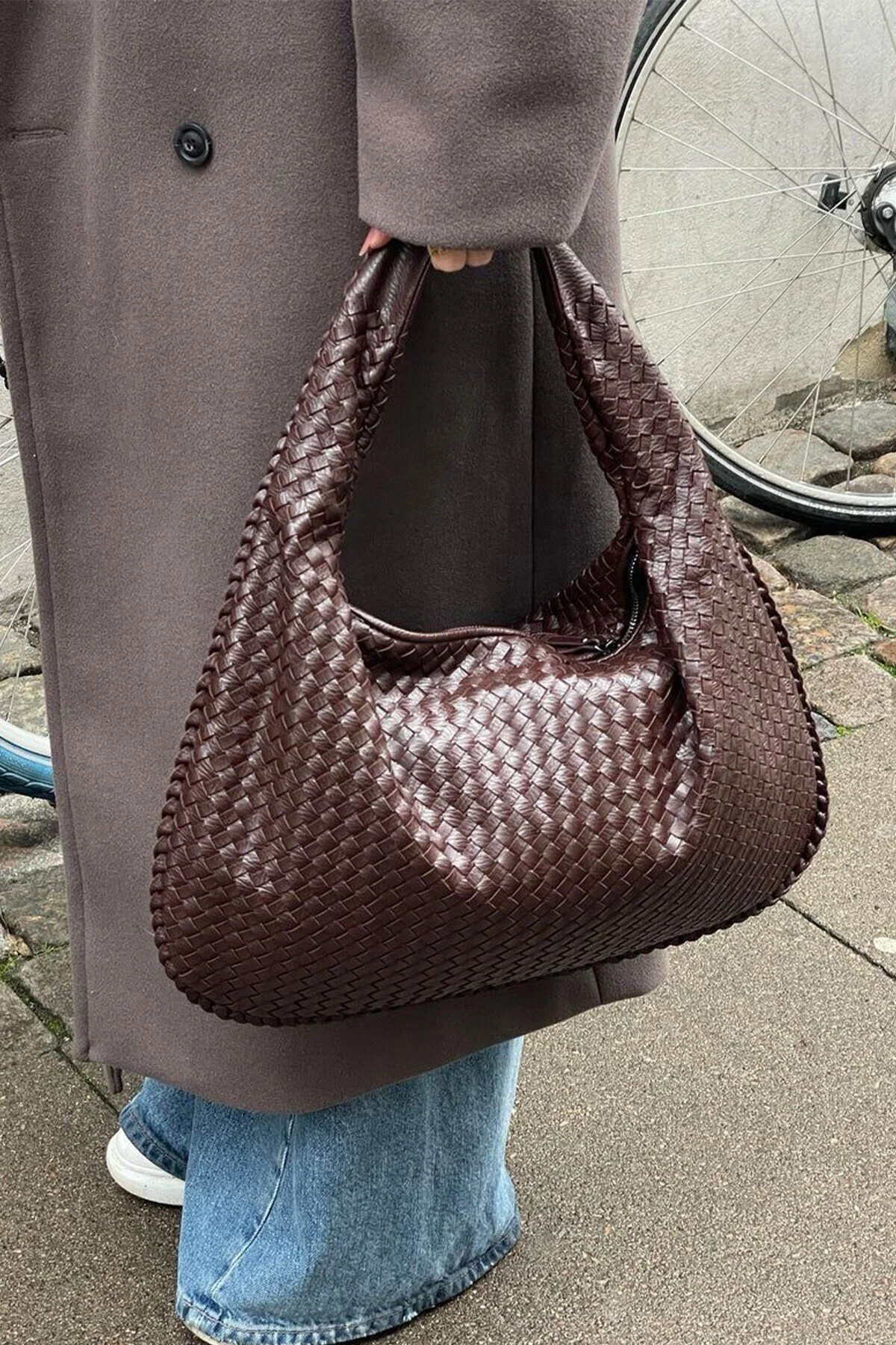 کیف شانه ای زنانه رترو XL قهوه تلخ BAHELS