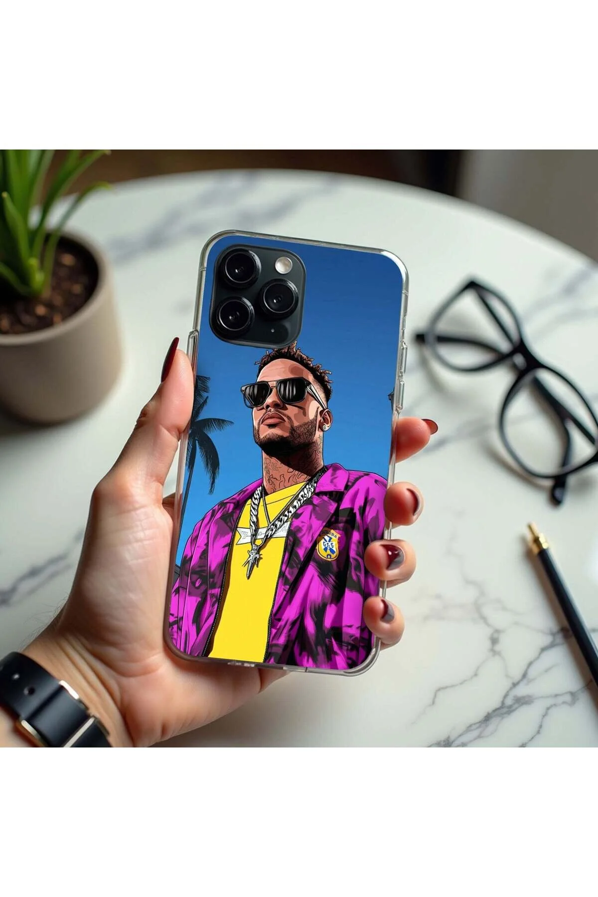 کاور و قاب NEYMAR 714 سیلیکونی شفاف با طراحی ممتاز محافظ دوربین سازگار آیفون 11 Clenq Cases
