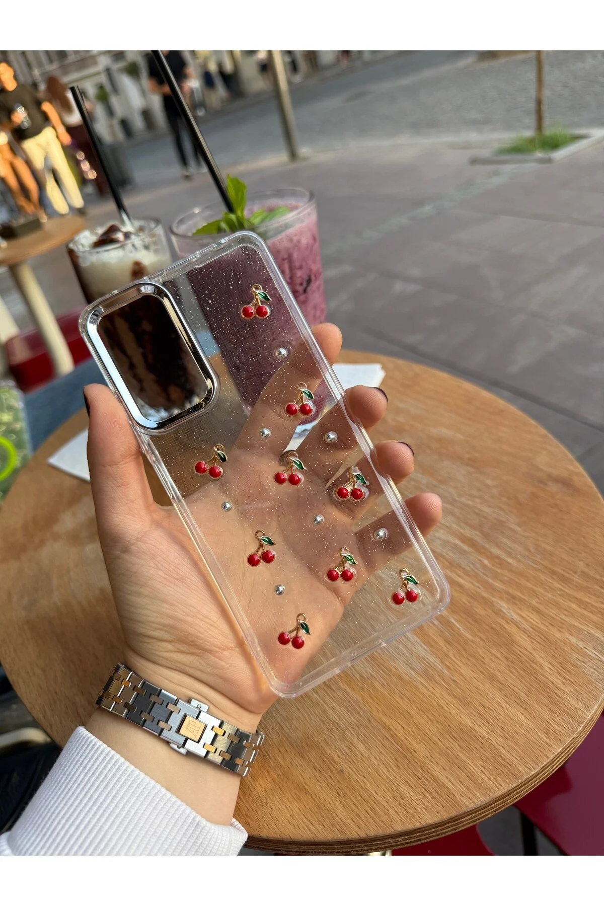 کاور و قاب محافظ گلکسی A36 A56 با طرح گیلاس شفاف گلیتر MustCase