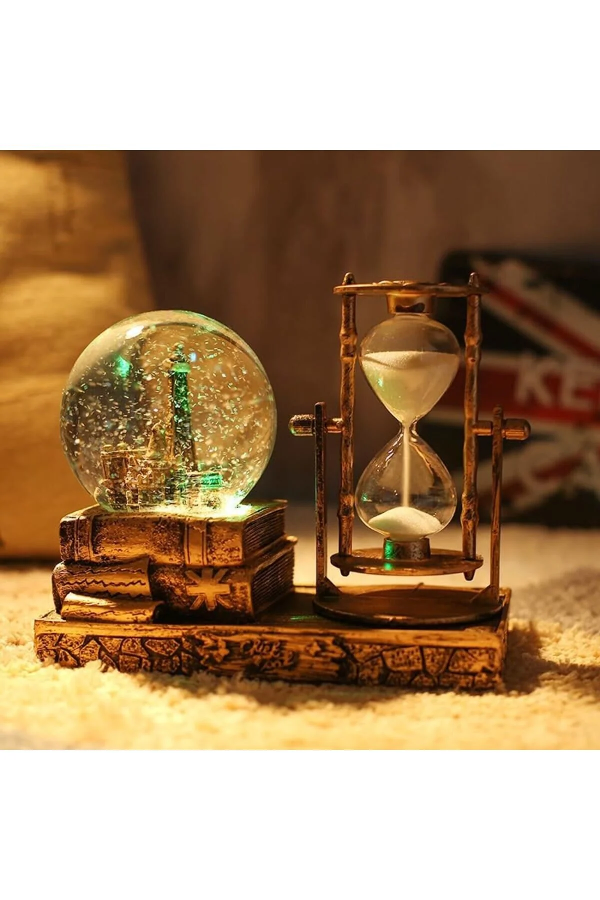 گوی برفی مجسمه تزئینی گلوب و ساعت شنی شخصی سازی شده برج ایفل از ترکیه keyfim shop