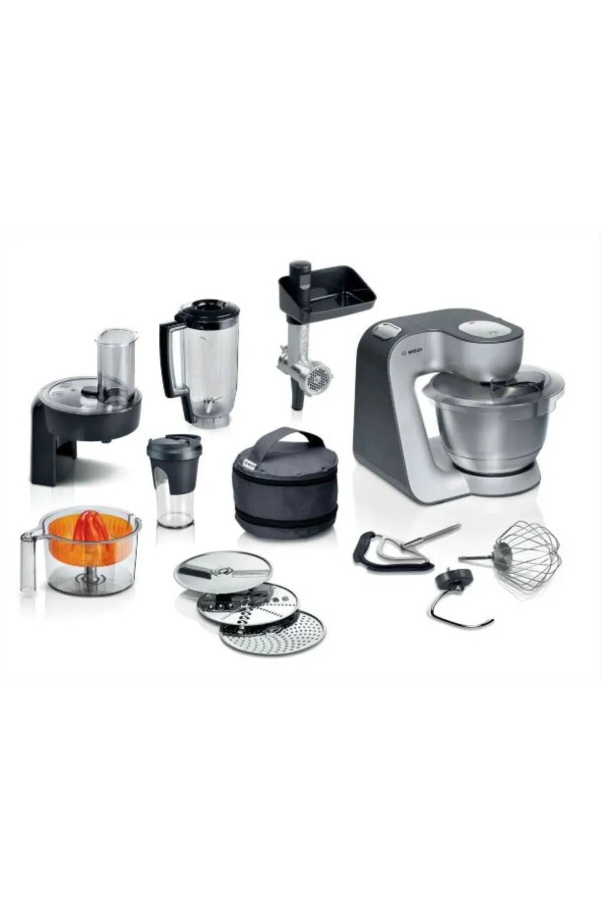 میکسر و ست سری 4 شمع ماشین آشپزخانه 5 1000 W COMPATIBLE METALLIC INOX SILVER CANDLE58359 AIRFRY TRAY اورجینال Bosch