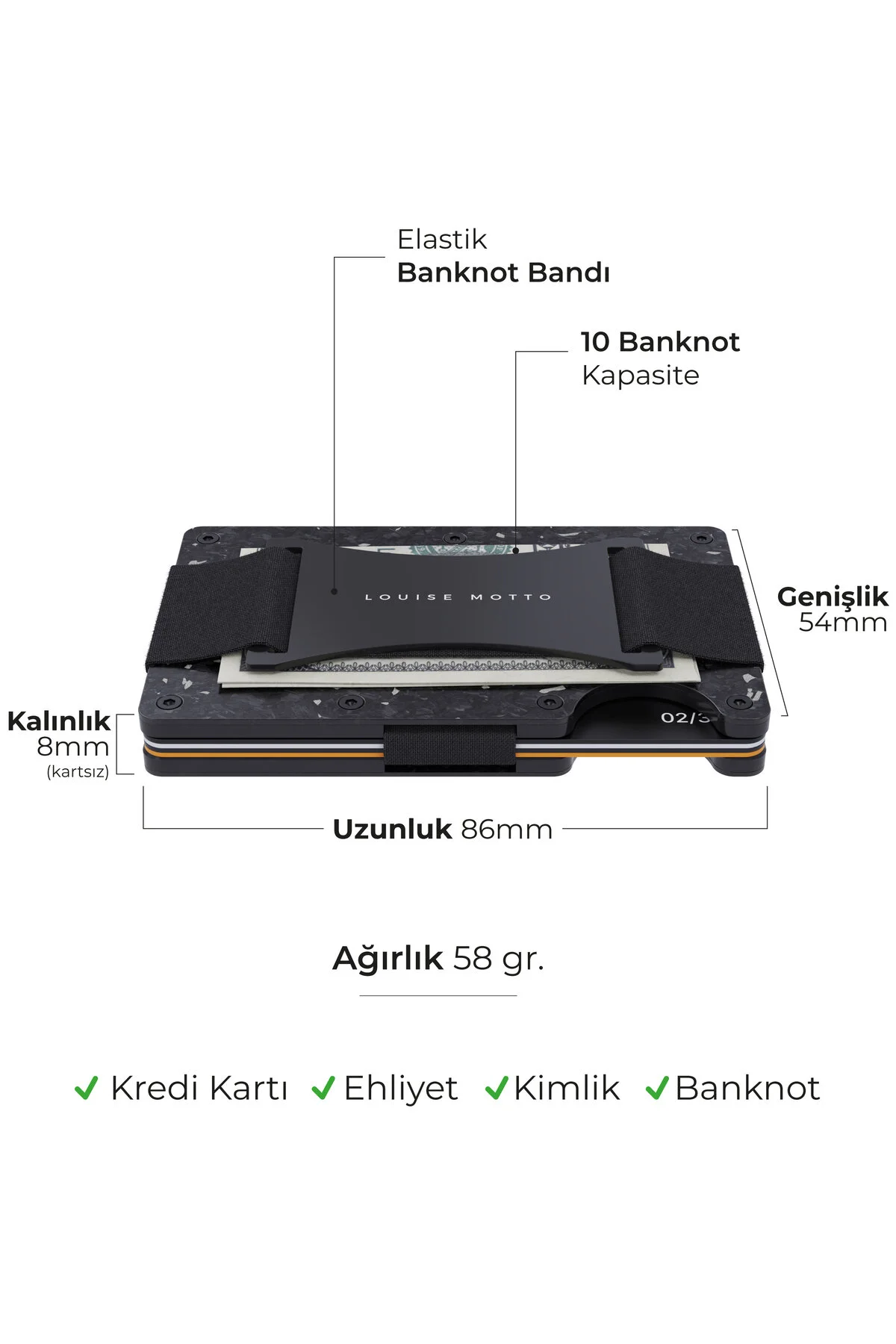 کیف پول و جاکارتی کربن فورج پریمیوم - مدل Cardx Nebula Straps (سفید) Louise Motto