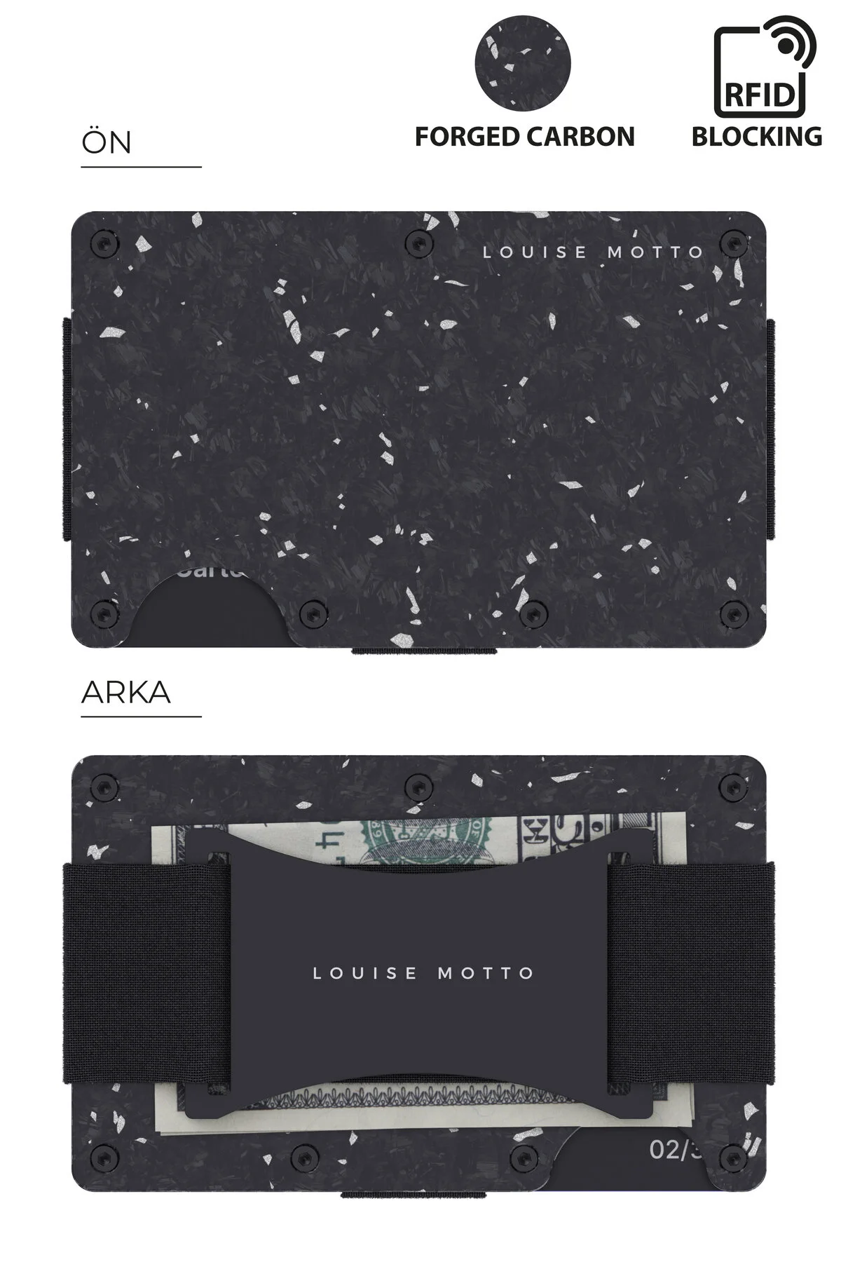 کیف پول و جاکارتی کربن فورج پریمیوم - مدل Cardx Nebula Straps (سفید) Louise Motto