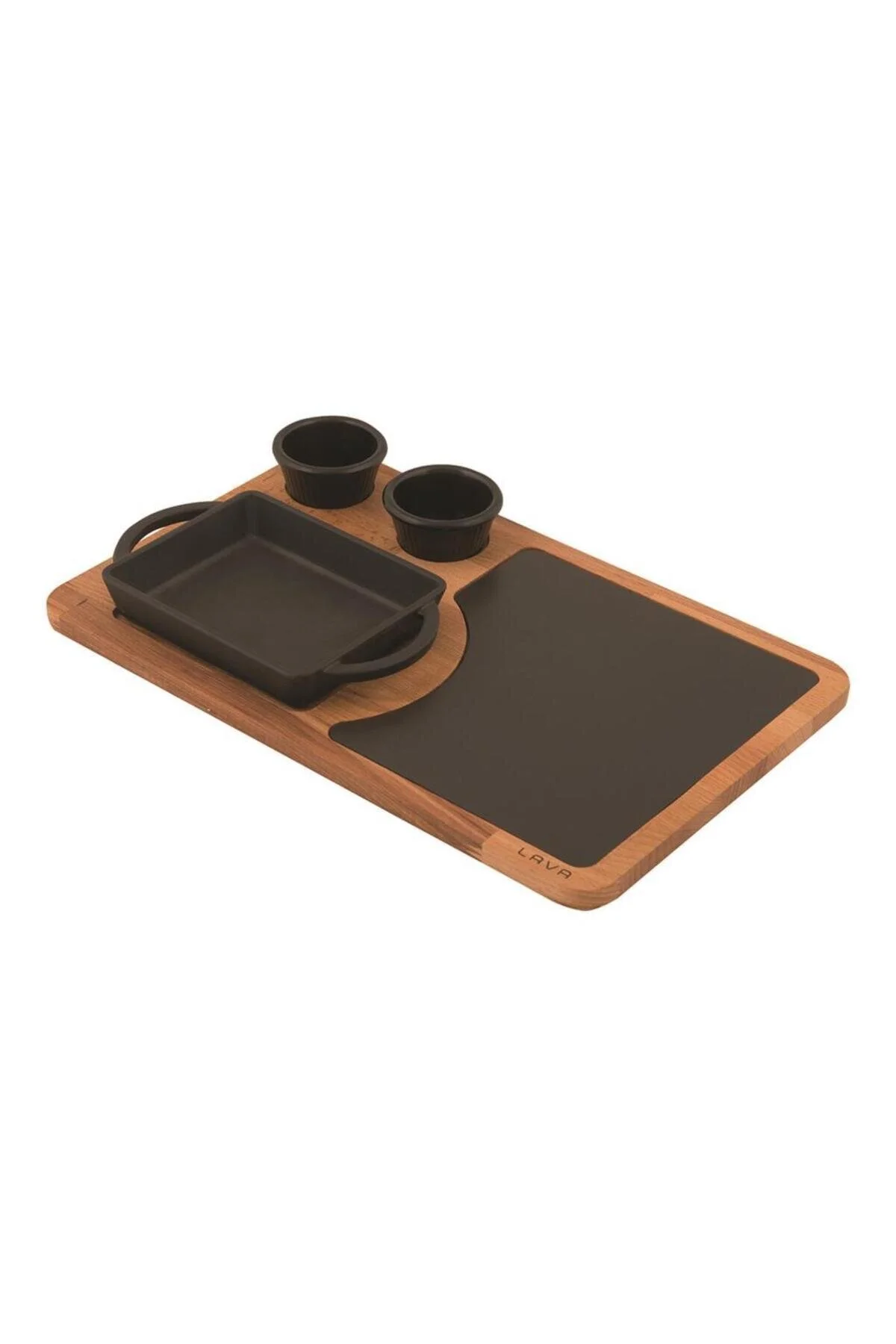 بشقاب صفحه نمایش مستطیل شکل چوب و چدن خدمات 12X15 سانتی متر Lava