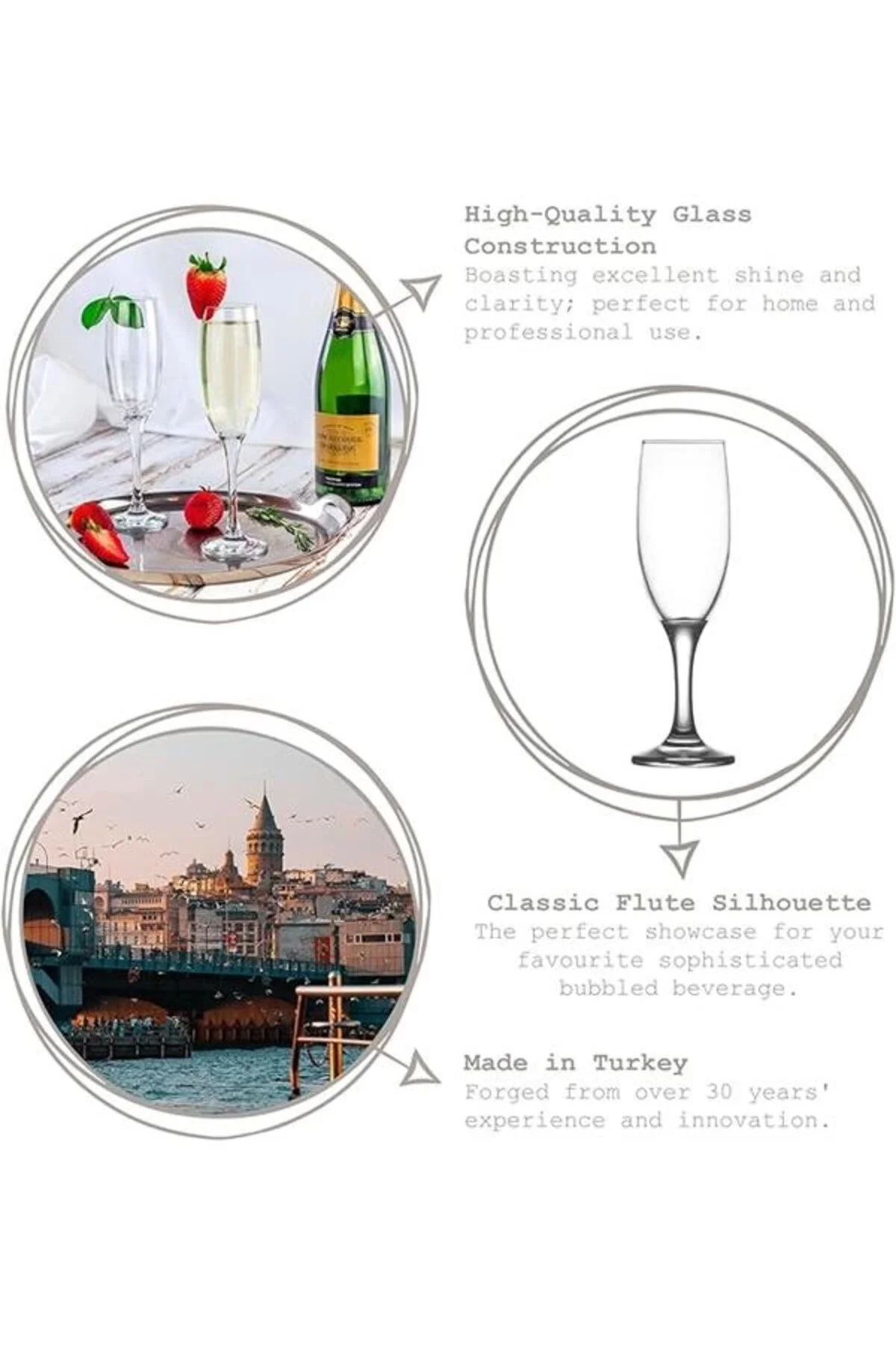لیوان پایه‌دار گلاس MISKET 6 CHAMPAGNE GLASS اورجینال hepsiibirarada
