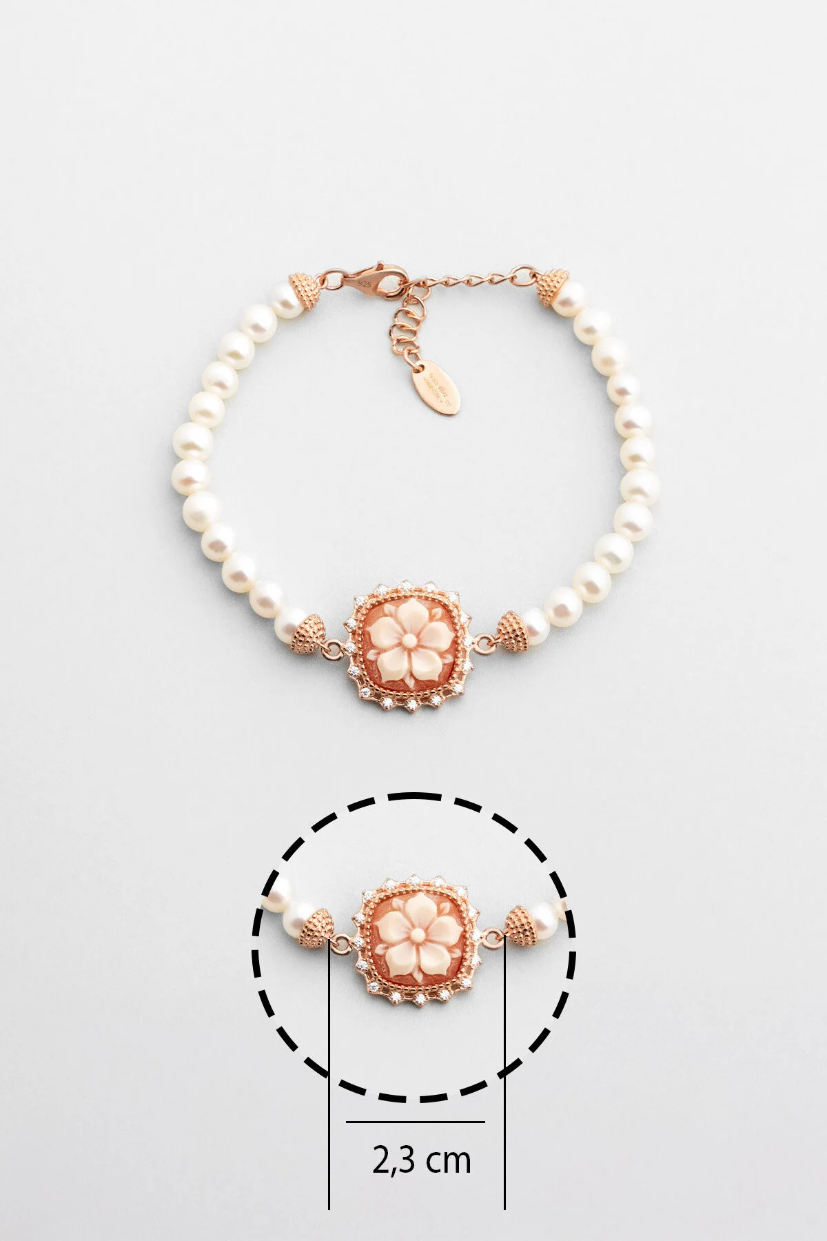 دستبند نقره ای 20 سانتی متری با روکش طلای 18 عیار CAMEO ITALIANO So Chic