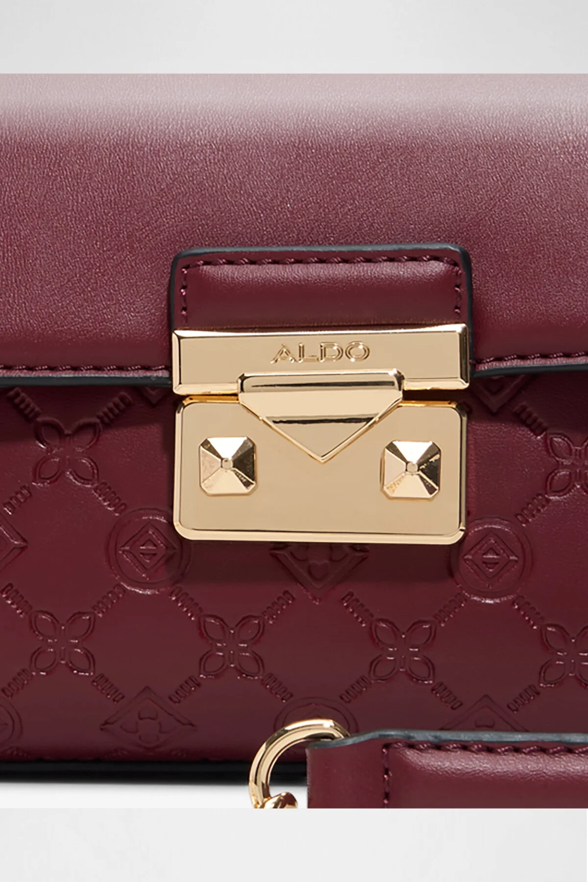 کیف شانه ای CRELALLE زنانه با دسته زنجیر بسته فلزی CLARET RED CROSSBODY Aldo