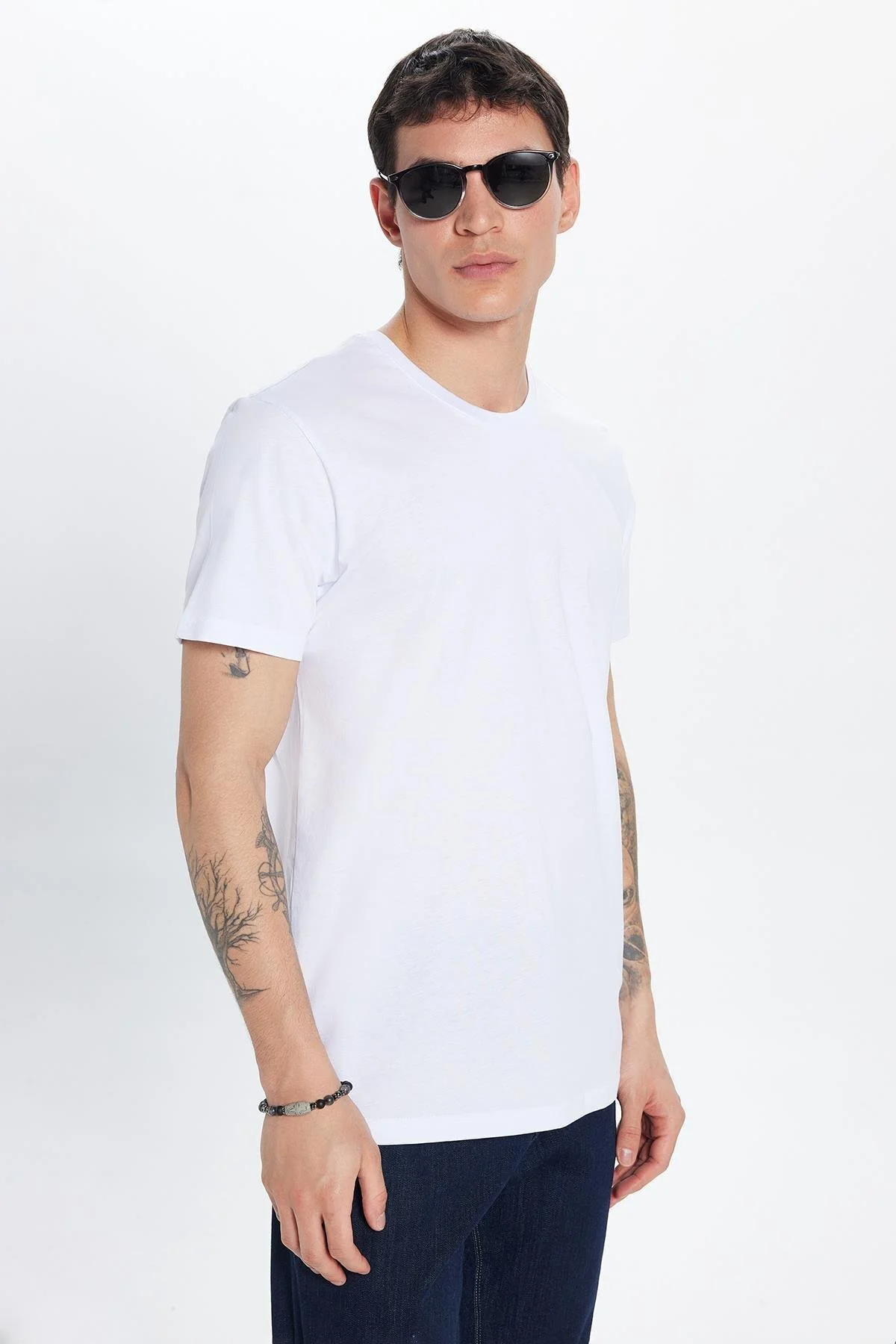 تی شرت مردانه و زنانه UNISEX 5 بسته سیاه سفید SLIM FIT NUM مناسب 100 ٪ یقه دوچرخه پنبه Tudors