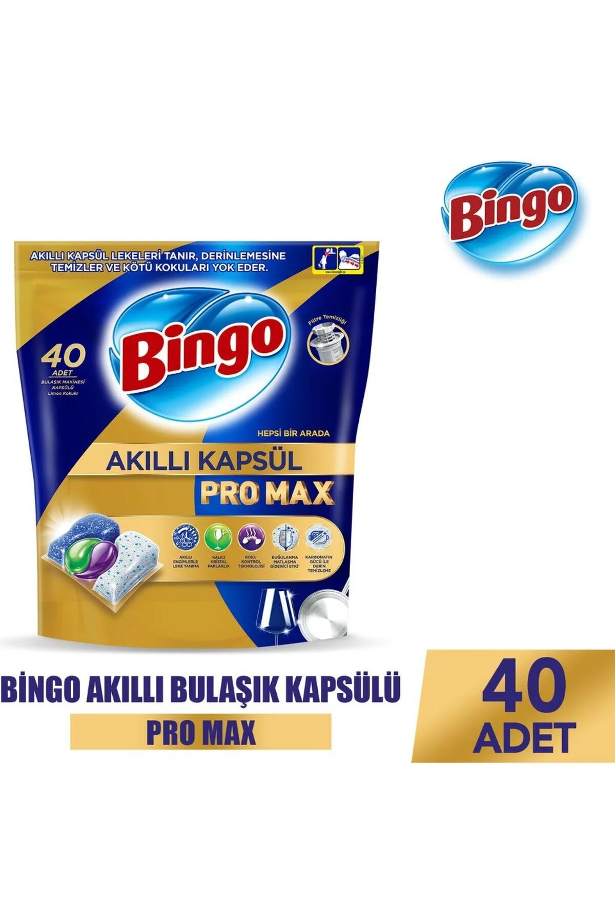 قرص و پودر ماشین ظرفشویی کپسول هوشمند PRO MAX 40 قطعه Bingo