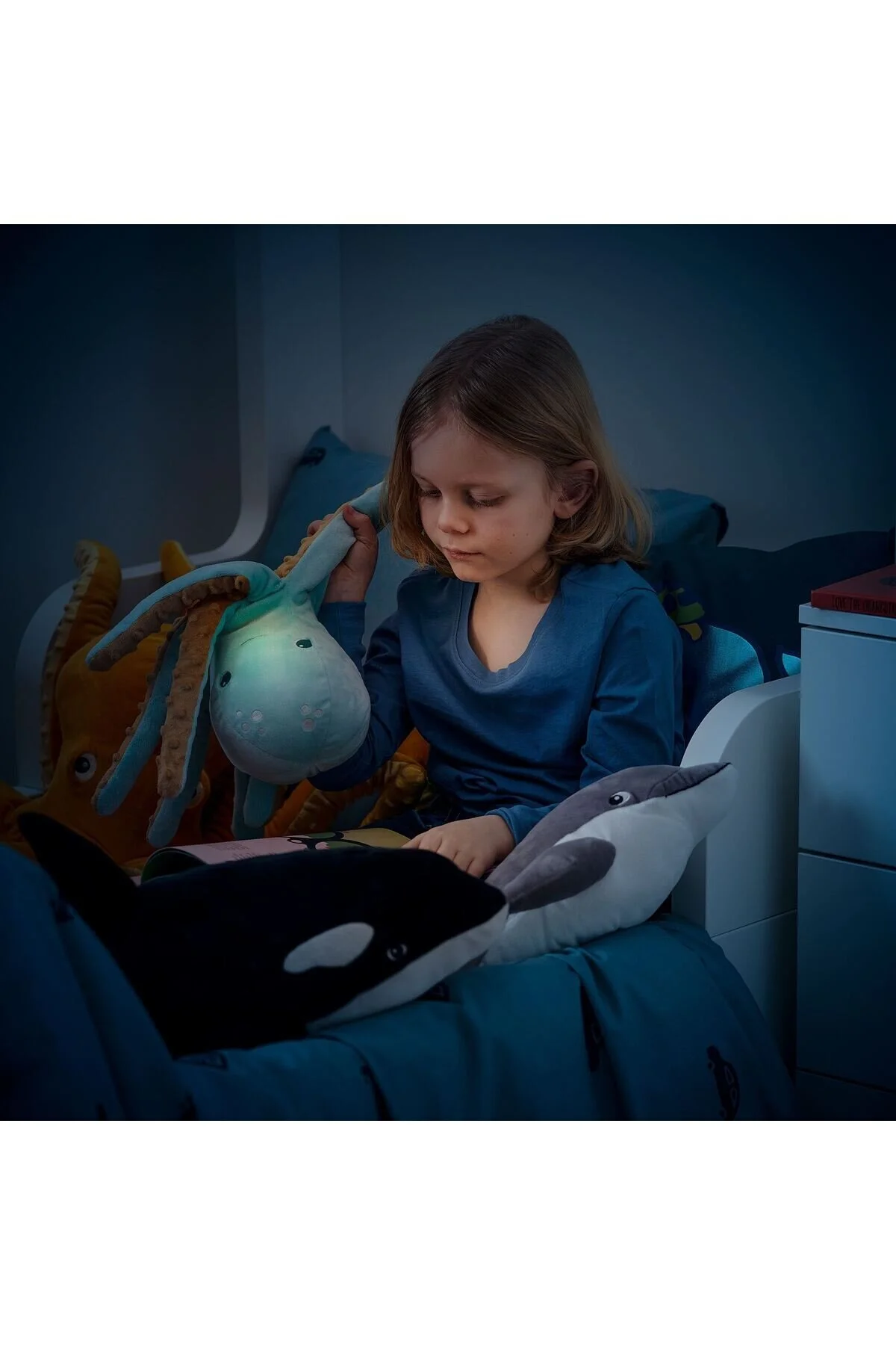 اسباب بازی های پشمی BLÅVINGAD نرم با نور شب فیروزه ای LED IKEA
