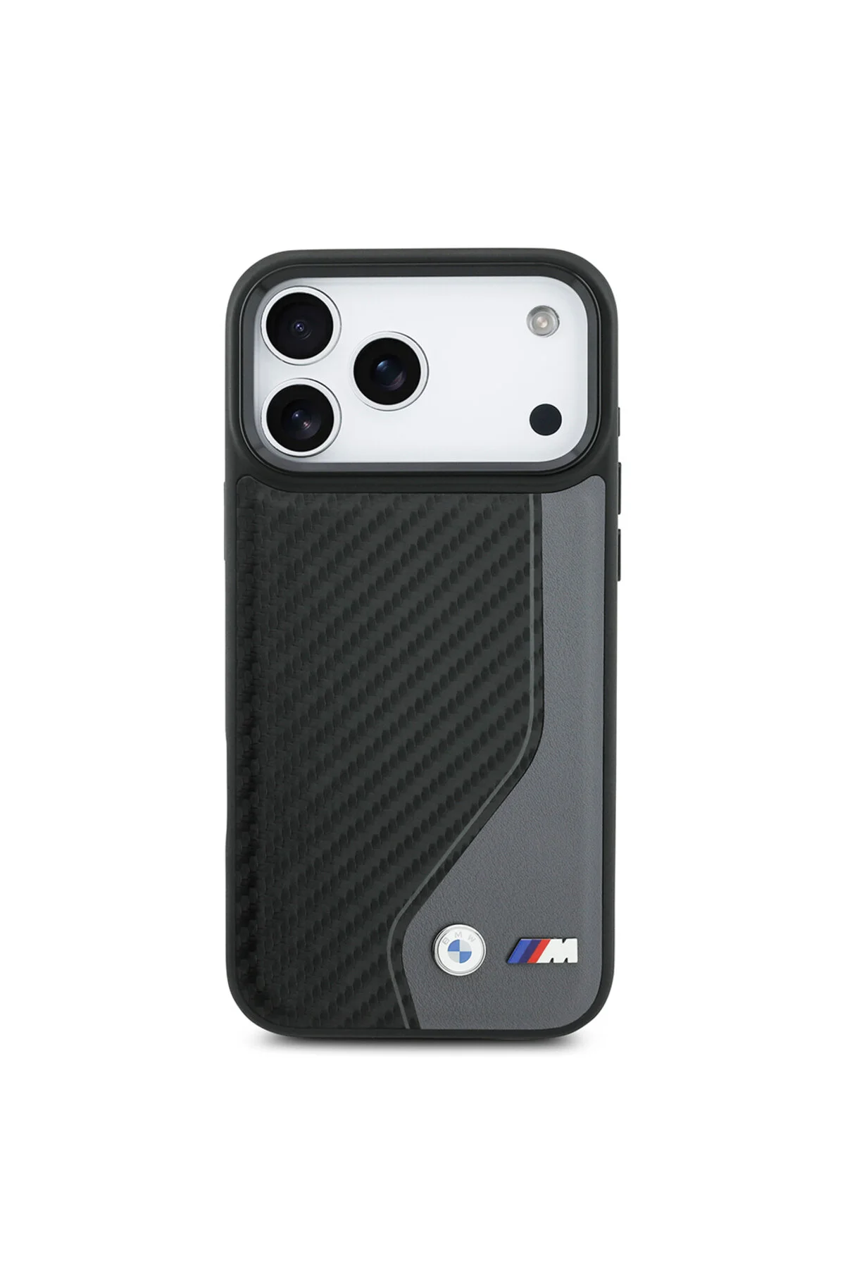 کاور و قاب سازگار با IPHONE 17 PRO MAX دارای مجوز M SAFE شارژ فلزی پوشش کربنی PU لوگوی مشکی BMW