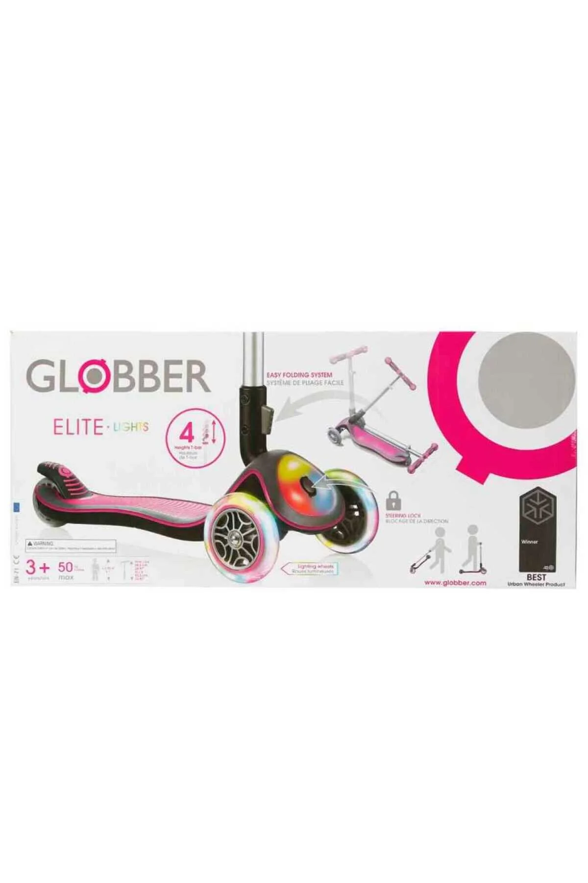 اسکوتر کودکان فول نور فلش الیت لوکس صورتی Globber