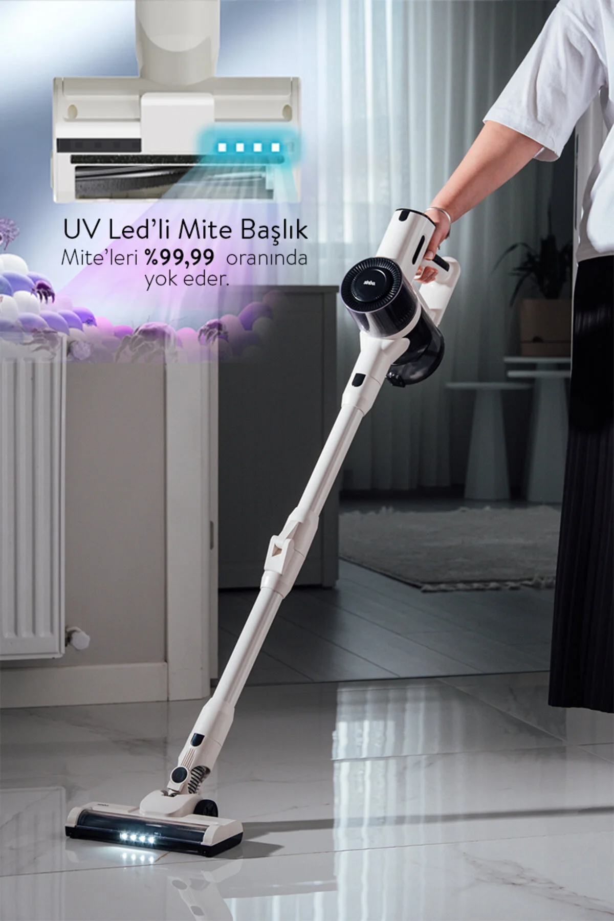 جاروبرقی ایستاده خاکستری BLDC موتور عمودی بی سیم LED BILK SVC 8620 Sinbo