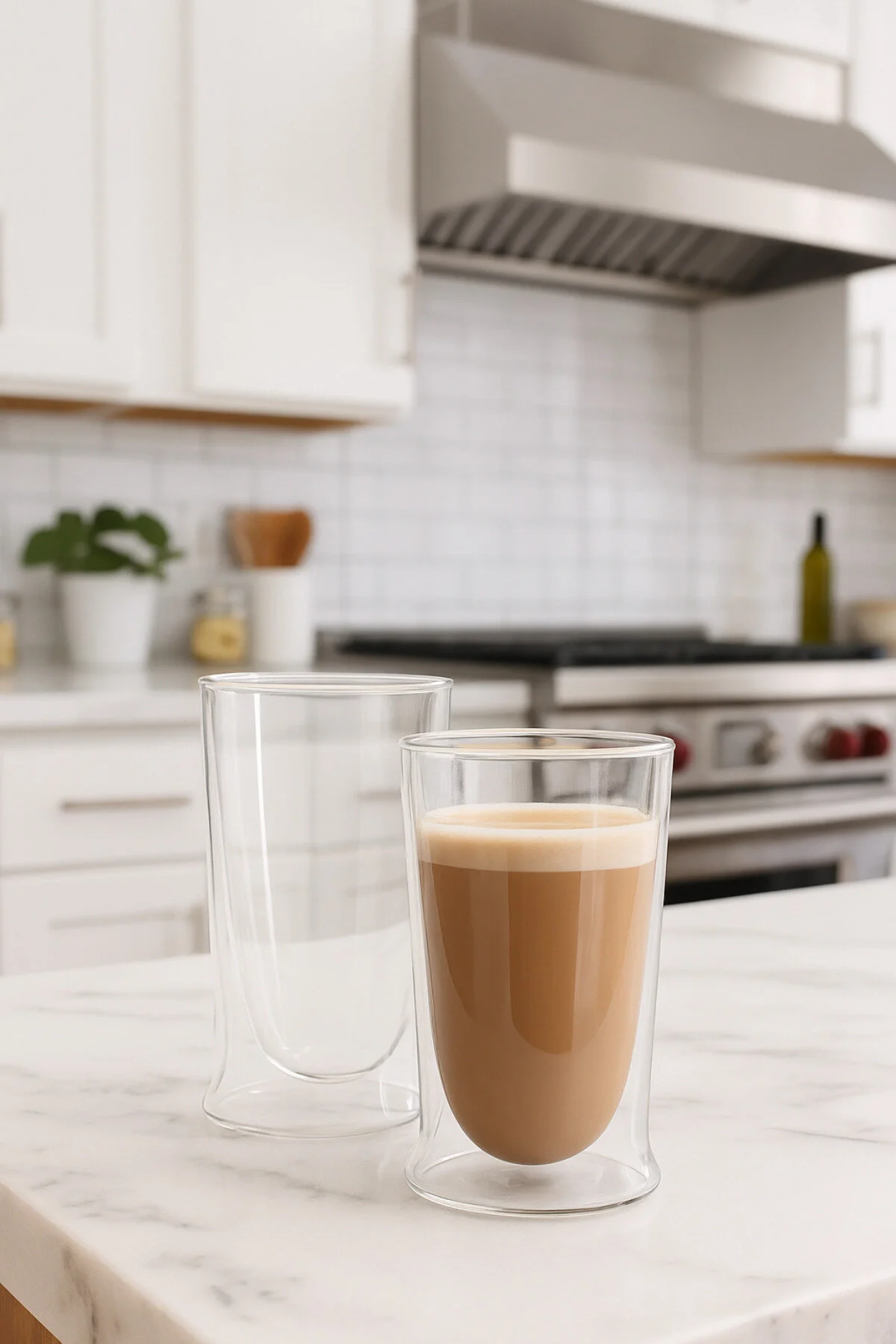 لیوان کوکتل شیشه ای بلند عروسی دوتایی LATTE CUP 350 ML 6PCS 2323 Kitchen Design Lab