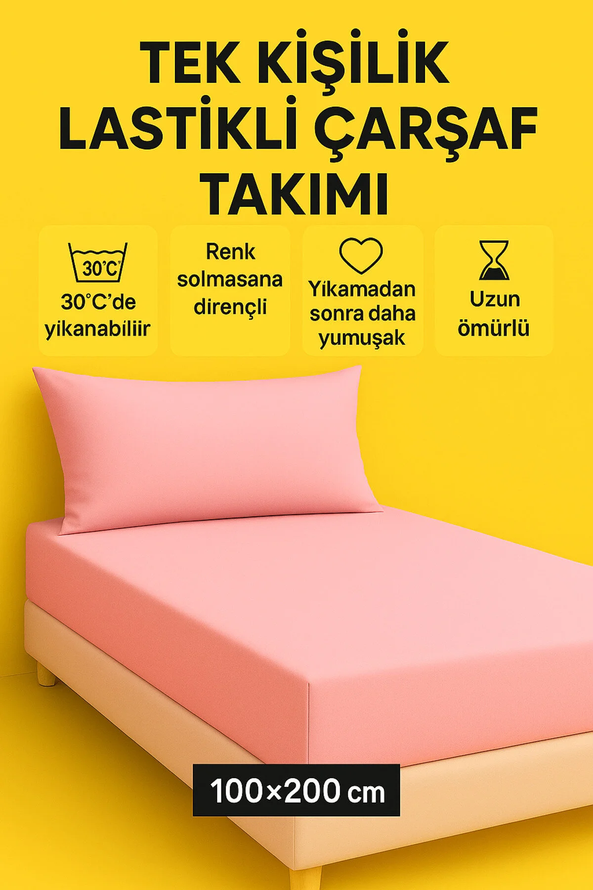 ست ملحفه یک نفره قدرت تک | ورق های لاستیکی پارچه RANFORCE 1 کیس بالش با زیپ 50X70 سانتی متر Home