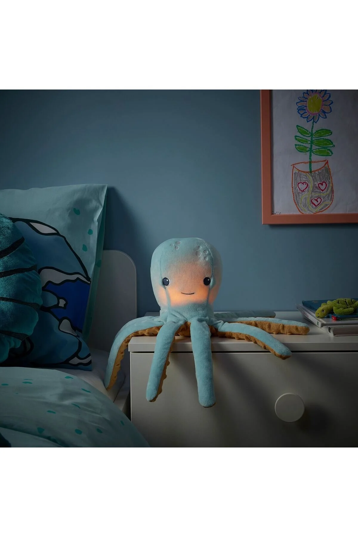 اسباب بازی های پشمی BLÅVINGAD نرم با نور شب فیروزه ای LED IKEA