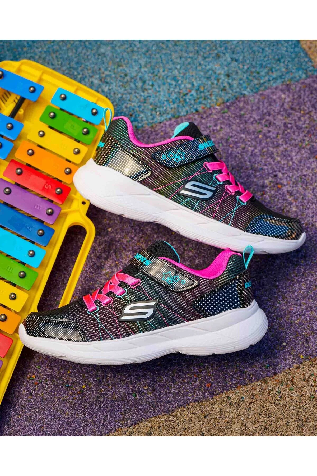 کفش دخترانه بچگانه Snap Sprints 20 Stars Away Big Girl مشکی Sport اسکچرز Skechers
