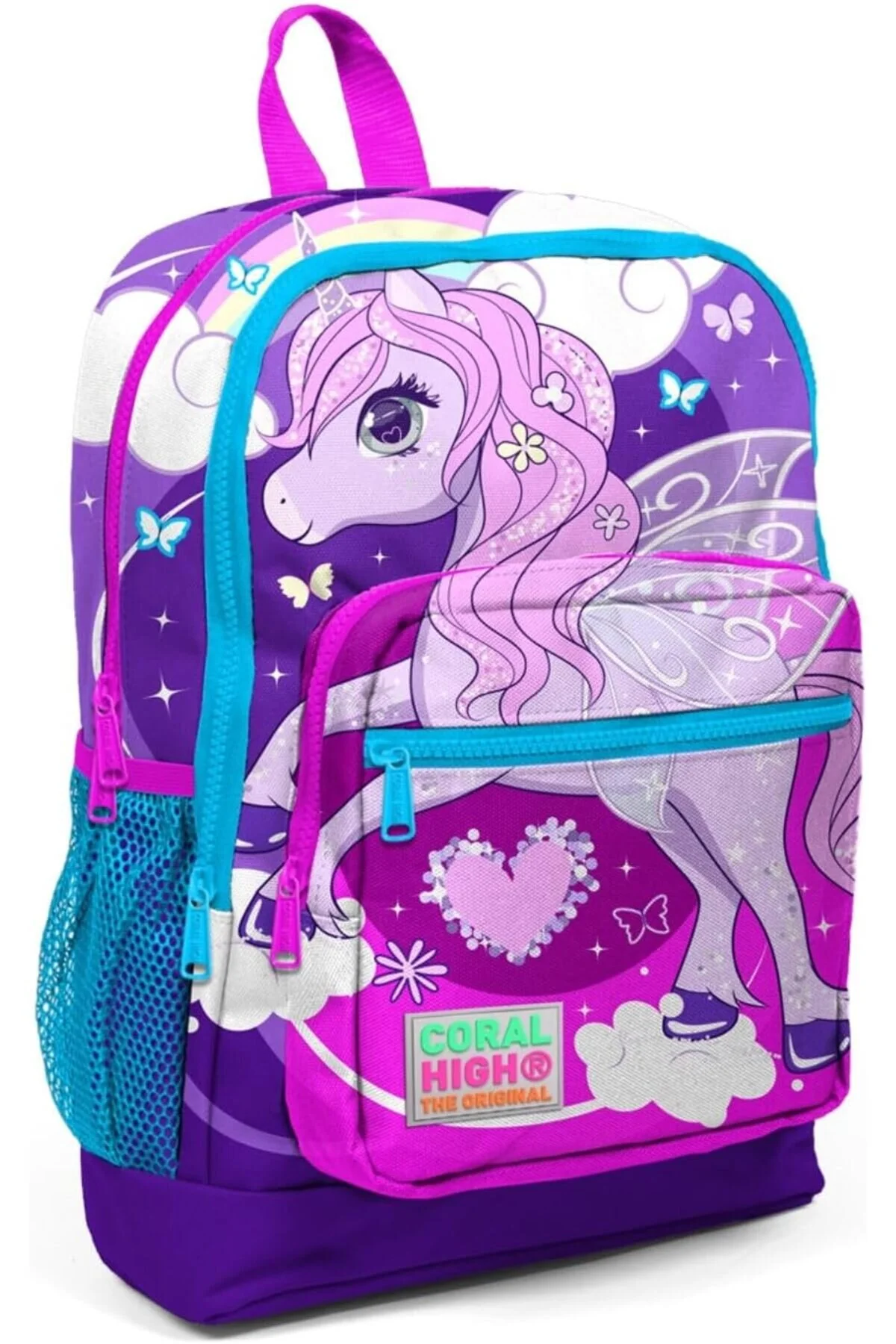 کیف مدرسه مردانه و زنانه PRSTORE HIGH FOUR PURPLE PINPLE PINK UNICORN STOREPR STOREMAX